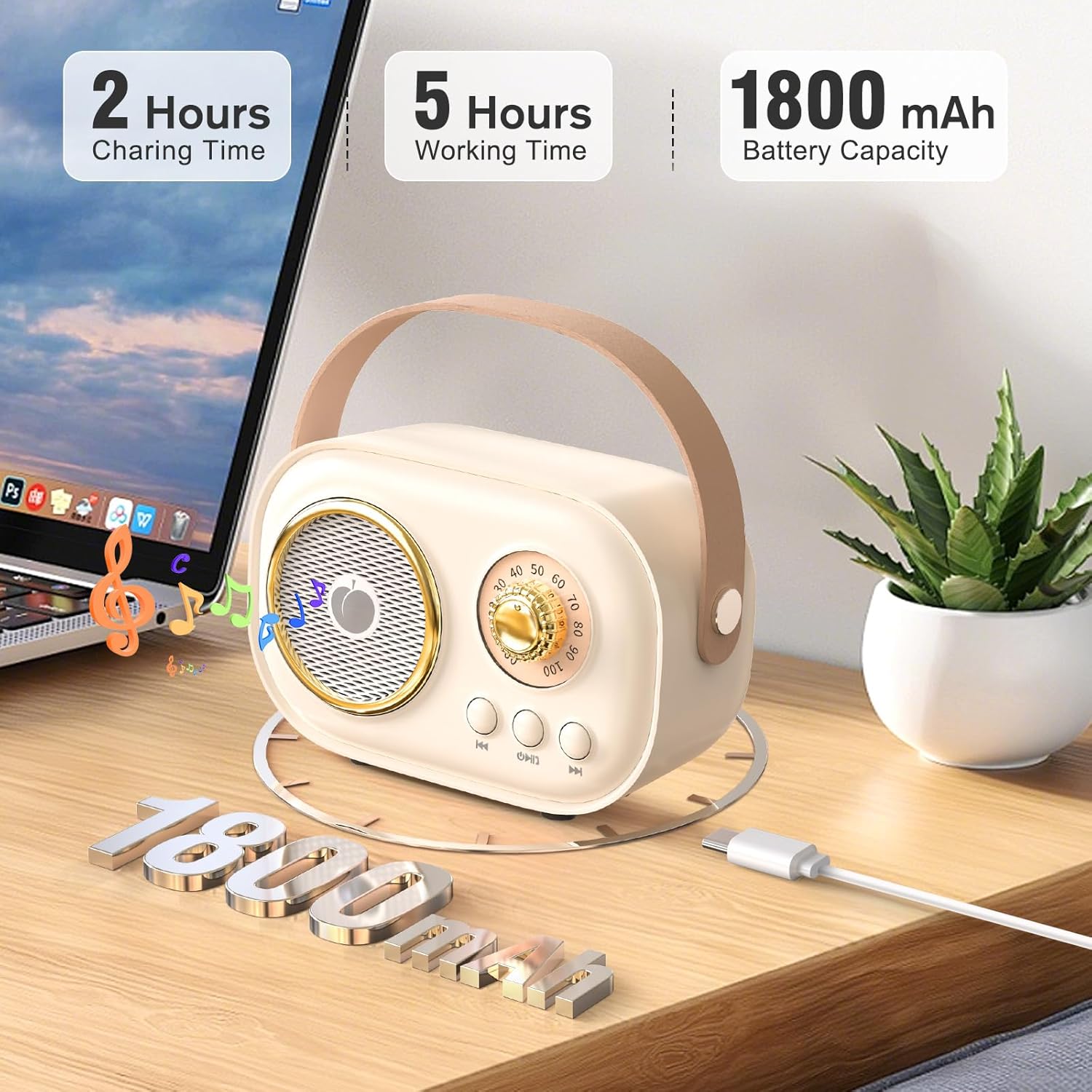 Mini Karaoke Machine,White Elephant Gifts,Stocking Stuffers for Teen,Christmas Gifts for 3-12+ Years Old, Portable Bluetooth Speaker with Wireless Microphone for Kids Boys Girls-Beige - Image 7