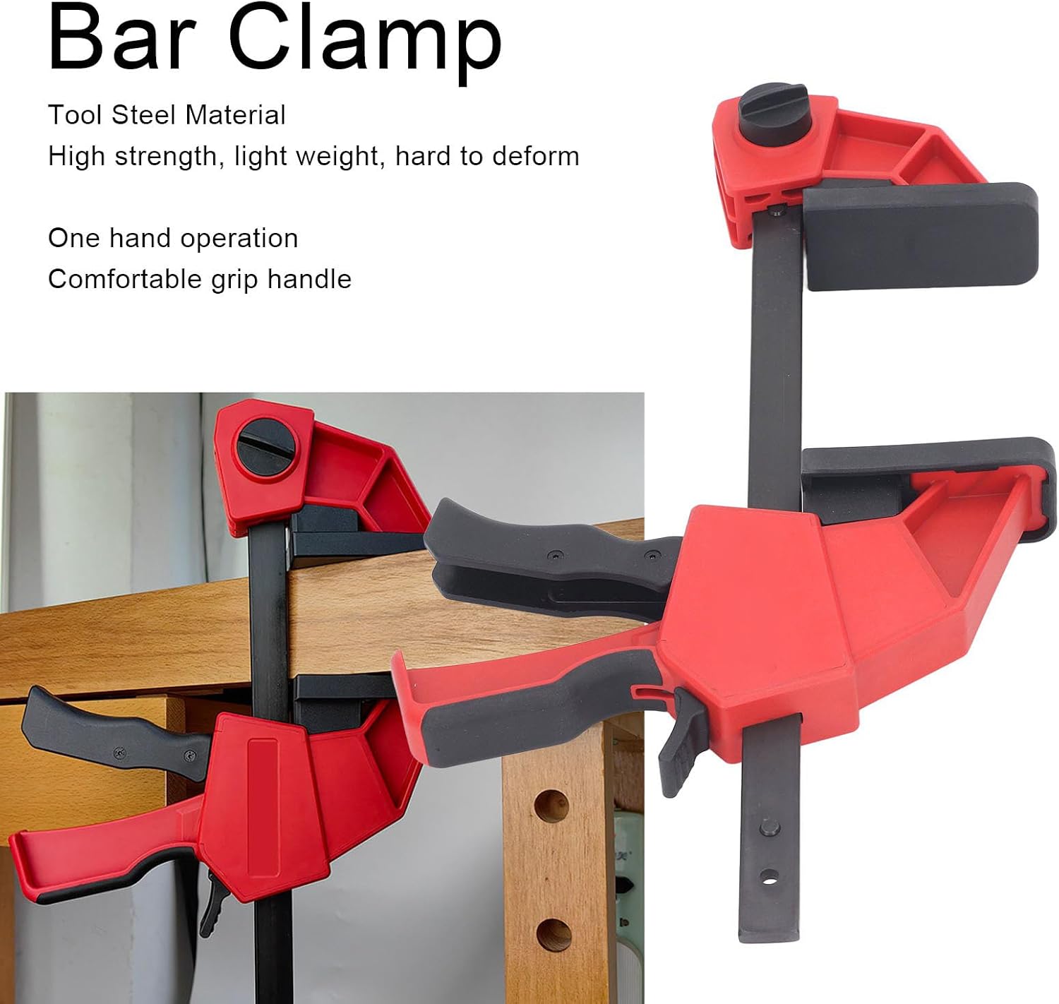 Professional Heavy Duty Bar Clamp 6 Inch 235kg Clamping Force Quick Release F Clamp with Metal Ratchet for Woodworking Metalworking DIY Projects Tool Steel Construction