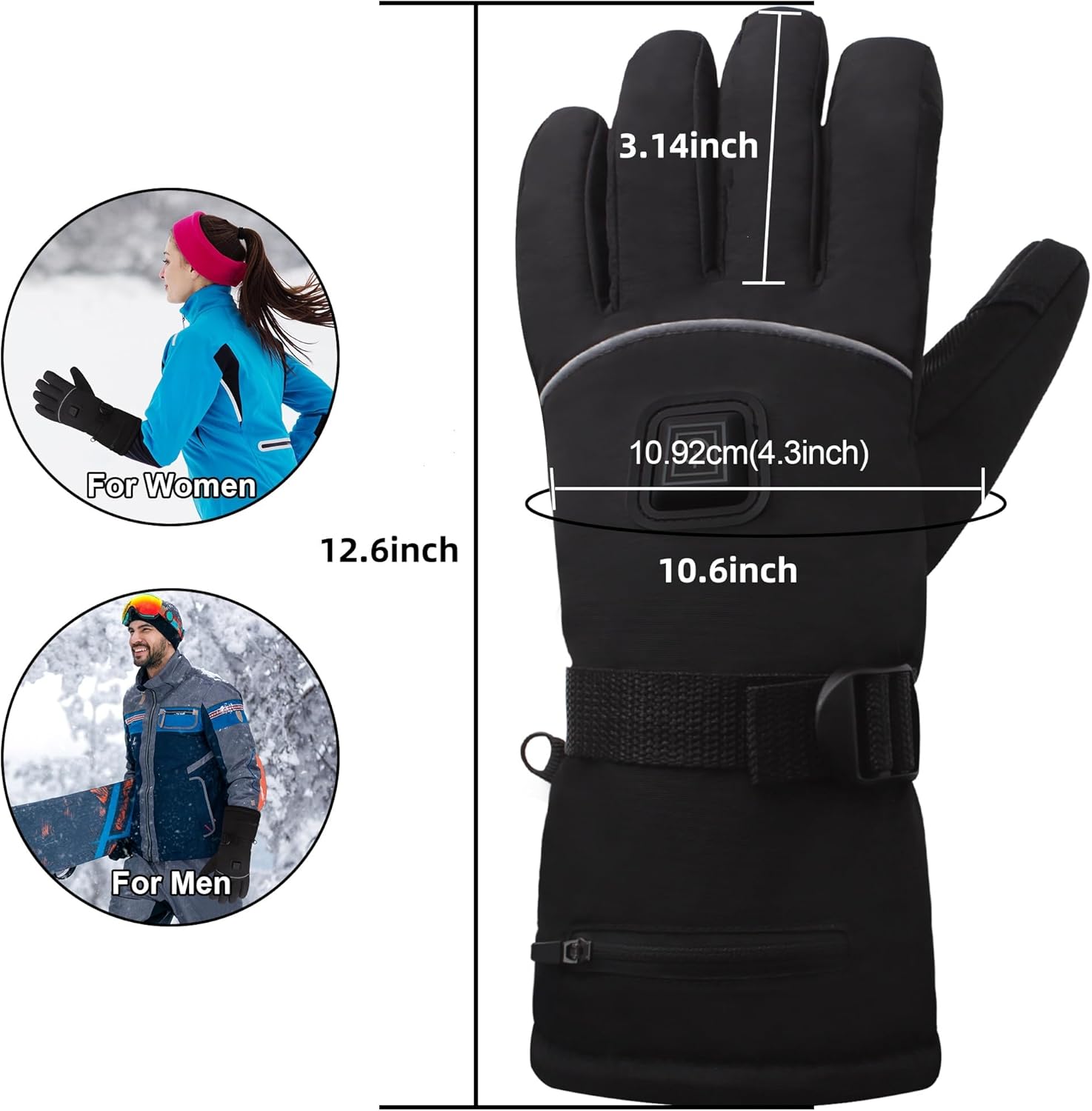 Rechargeable Heated Gloves for Men Women, 7.4V Electric Battery Waterproof Touchscreen, Hand Warmers Portable Heating Thermal Ski Gloves for Fishing Snowboarding Motorcycle - Image 4