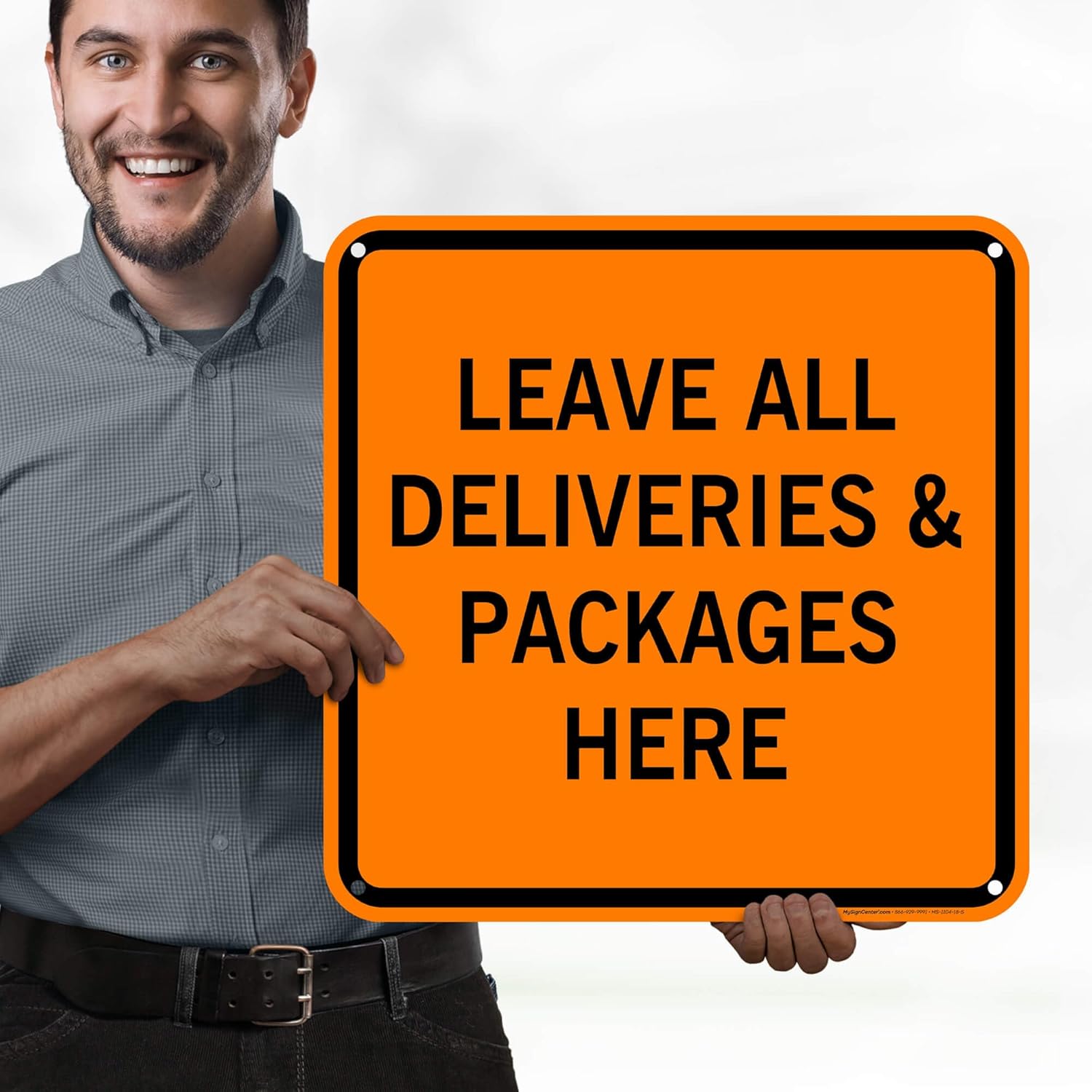 Leave Packages Deliveries Here Sign, 18x18 Inches, 55 mil thick HDPE (high density polyethylene), Made in USA by My Sign Center