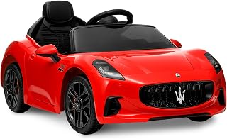Ride On Car Licensed Maserati GranCabrio, 12V Powered Motorized Car for Children with Remote Control, Kids Ride On Toy Car with Spring Suspension, Bright Lights, 4 Wheel Electric Vehicle, Red