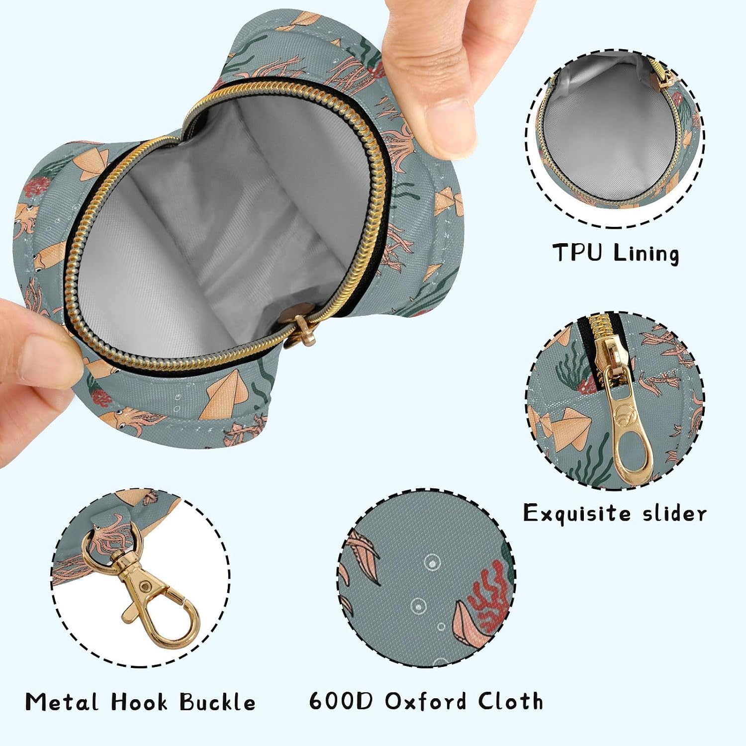 Squid Coral Bubbles Baby Pacifier Holder Case with Clip Portable Pacifier Storage Organizer Round Container Pouch Box Fits Diaper Bag Stroller Purse image 4