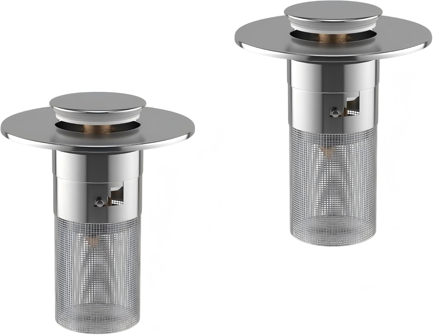 Click Clack Bathroom Sink Drain Stopper with 304 Stainless Steel Filter Basket, Detachable Design, Brass Bounce Setting, Fits Inner Diameters 1.10-1.25 in (28-32mm) (2PCS)