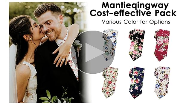 Mantieqingway Men's Cotton Printed Floral Neck Tie Skinny
