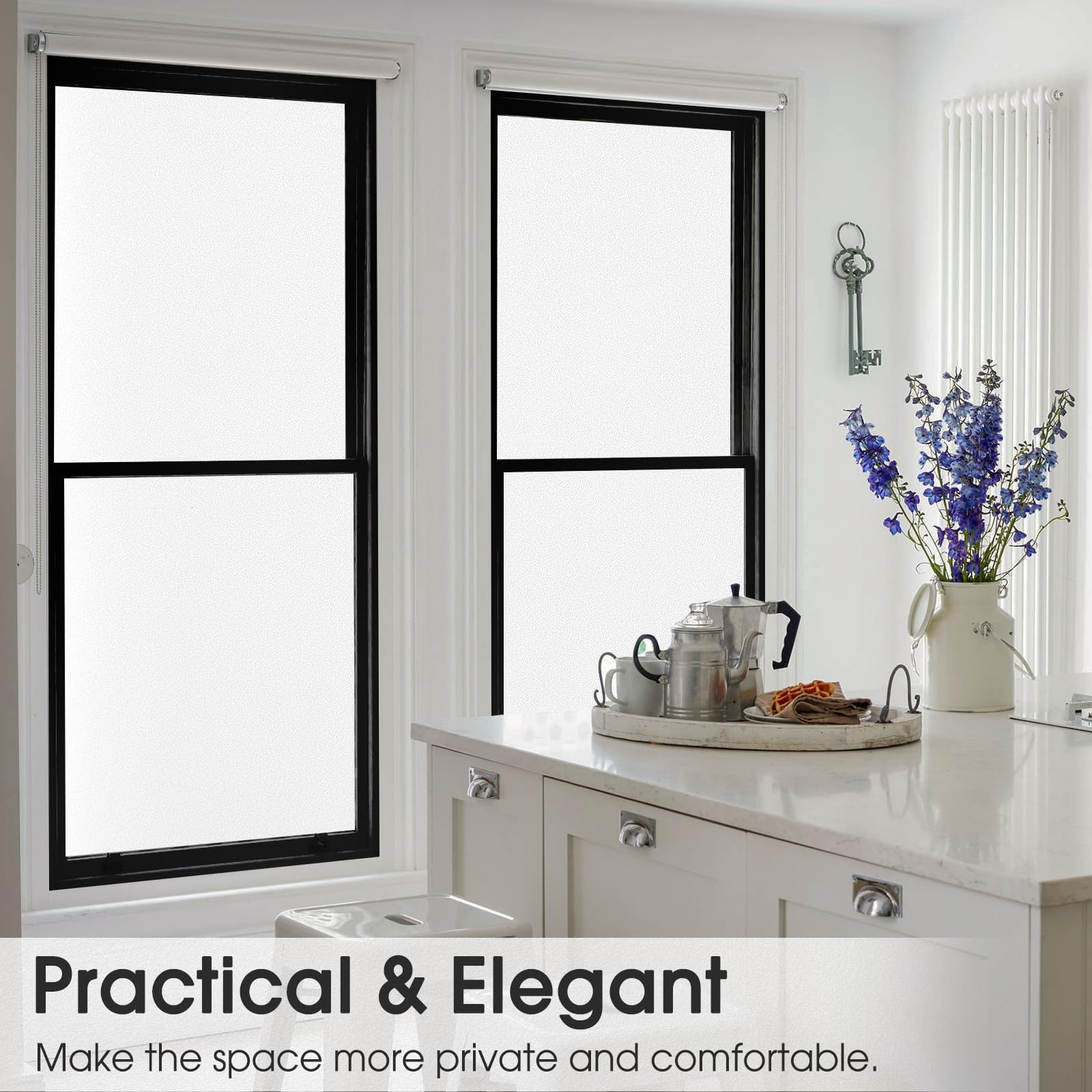 Lifetree Film opaque pour fenêtre - Film opaque en verre dépoli - Autocollant sans adhésif anti-UV - Statique - Pour maison, salle de bain, bureau - 90 x 300 cm