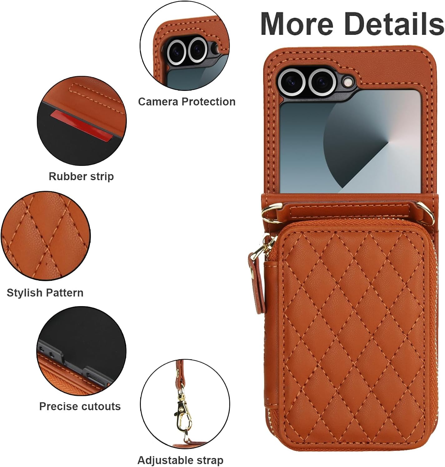 Asuwish Phone Case for Samsung Galaxy Z Flip 6/Z Flip 7 FE 5G Wallet Cell Cover with Wrist Lanyard Crossbody Strap Stand RFID Blocking Credit Card Holder Slot Z6 G Flip6 ZFlip Flip7 Women Girls Brown