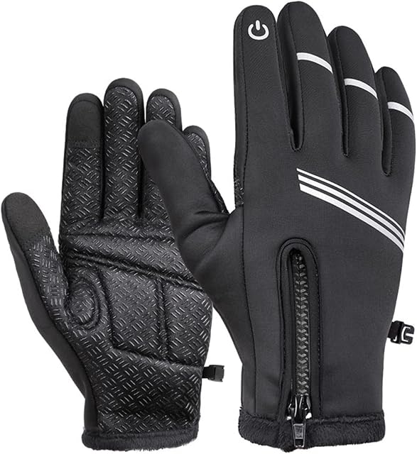 TOPWAYS Thermal Winter Warm Gloves, Reflective Touchscreen Non-Slip Silicone Gloves, Waterproof Windproof Running Warm Gloves for Running Driving Cycling Climbing Hiking Skiing Unisex
