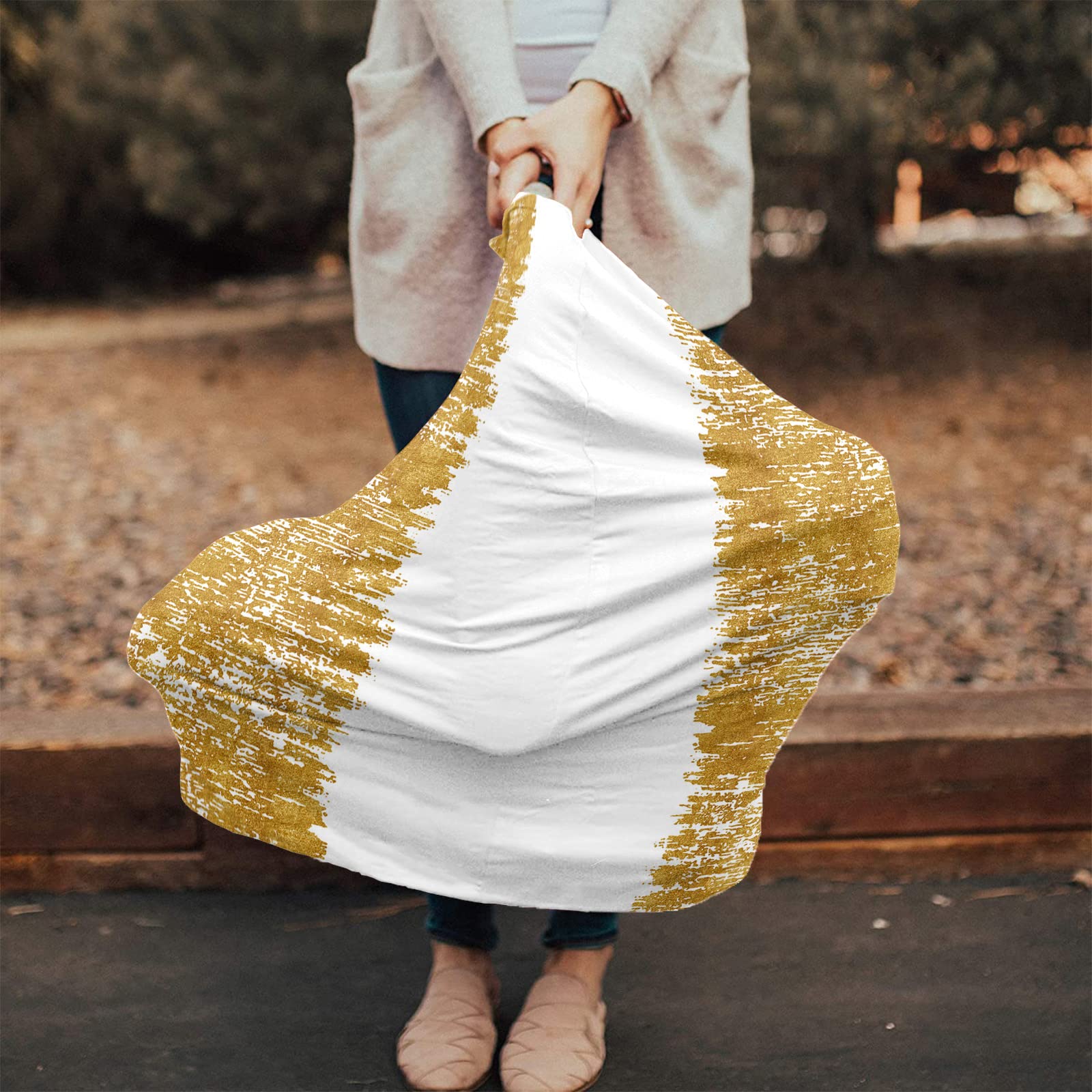 Nursing Cover for Breastfeeding Scarf, Gold Abstract Art Baby Car Covers Super Soft Multi Use for Canopy Shopping Cart Cover Blanket Stroller Cover