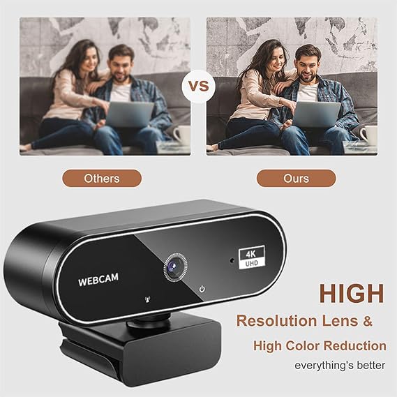 4K Webcam 4K Auto-focus HD Video Wireless Monitor Camera | Auto-focus Streaming Web Cam Laptop Desktop Computer PC Monitor Game Streaming Video Calling Business Teams Conference