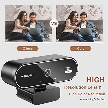 4K Webcam 4K Auto-focus HD Video Wireless Monitor Camera | Auto-focus Streaming Web Cam Laptop Desktop Computer PC Monitor Game Streaming Video Calling Business Teams Conference