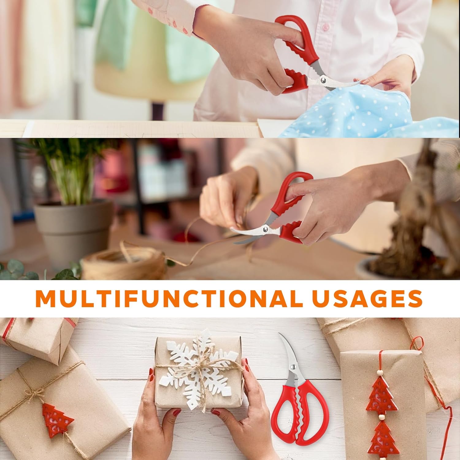 24 Pcs Seafood Scissors Crab Scissors Seafood Shears, Kitchen Seafood Scissor for Crab, Multifunctional Stainless Steel Shears Crab Leg Crackers Fish Shrimp Lobster tools for Seafood Peeling (Red)