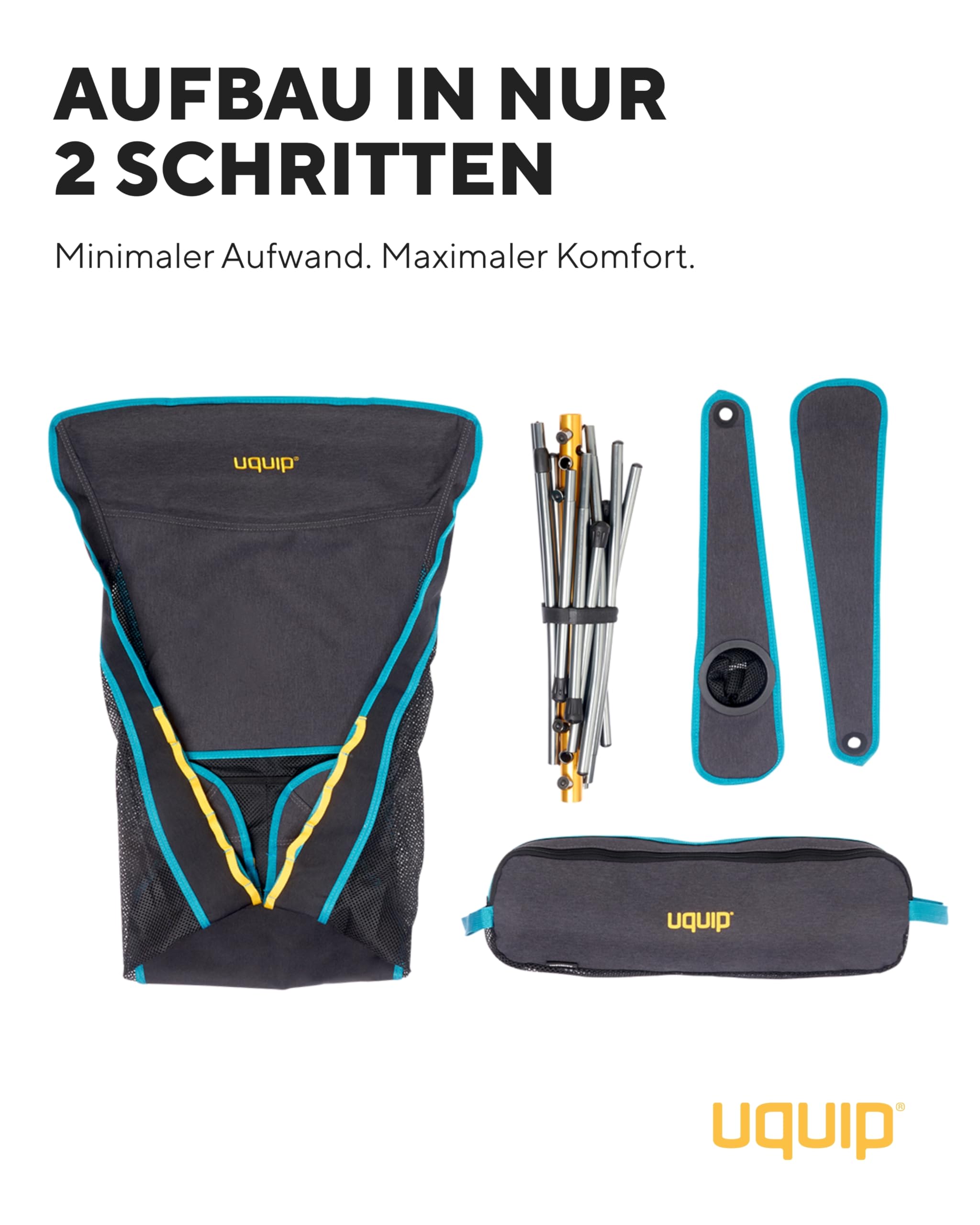 Uquip Campingstuhl Infinity Lounger I Leichter Faltbarer Klappstuhl mit 120 kg Traglast I kompakter Faltstuhl aus Aluminium I tragbarer Outdoor-Stuhl für Camping, Wandern, Radtouren & Festivals