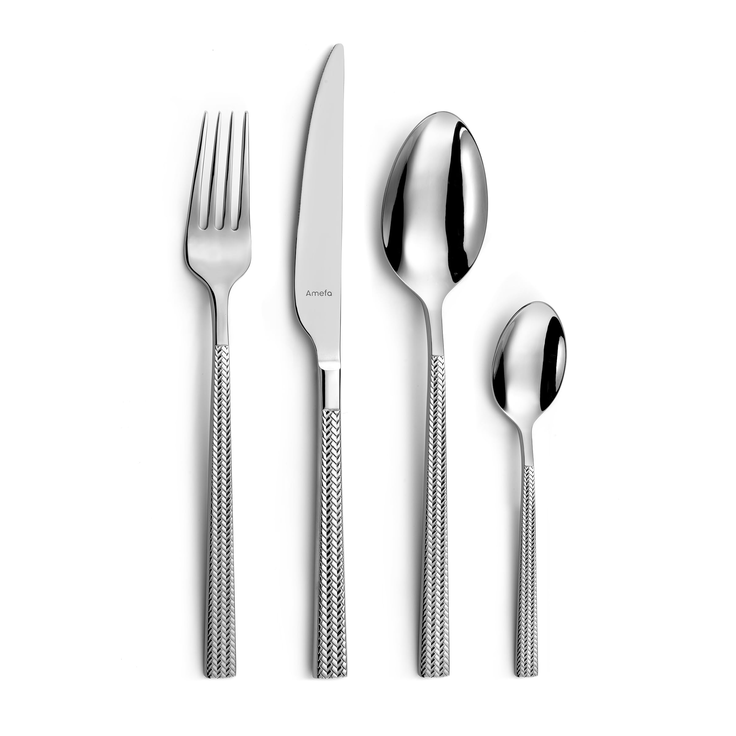 Amefa Chic - Cubertería, 24 cubiertos de mesa, para 6 personas, acero inoxidable 18/0, acabado brillo