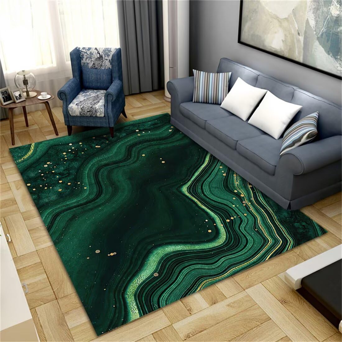 Tapis chambre enfant garçon vert 80x160cm antidérapant