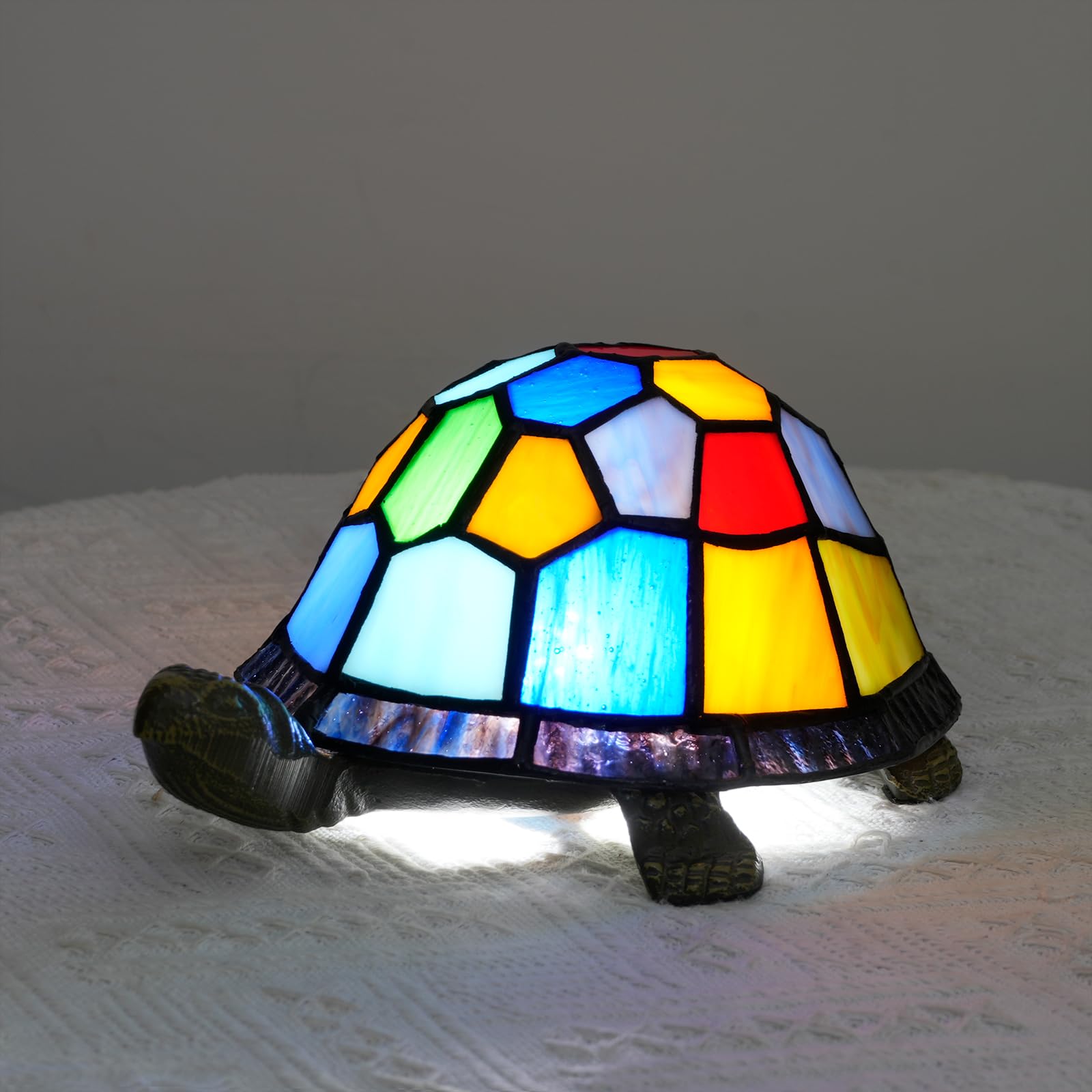 NUODITOS Tiffany Turtle lamp Stained Glass Turtle Night Light Small Table lamp for Bedside Living Room Children's Room Decoration Desk Lamp Mini Decor Nightstand Light - Image 2