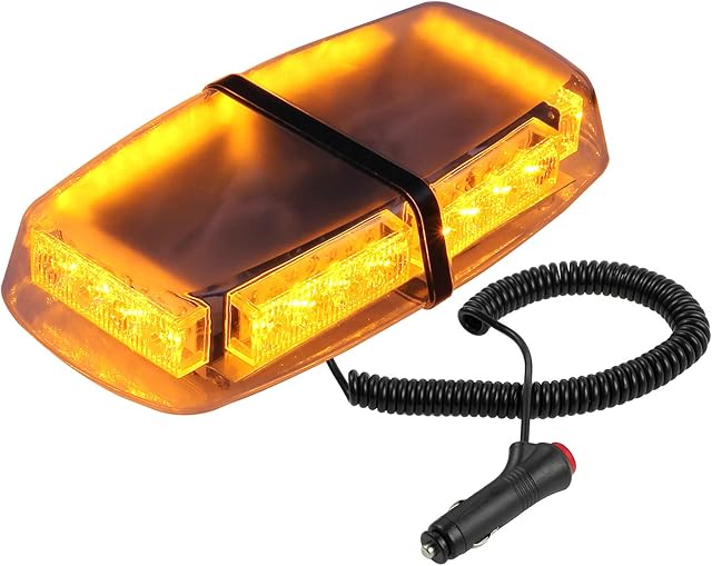 Justech Car Emergency Warning Lights 24LED 24W Amber Hazard Warning Beacon Car Roof Light - Recovery Beacon Bar 12V 7 Flash Modes for Van Car Truck Trailer RV Caravan - with Magnetic Base