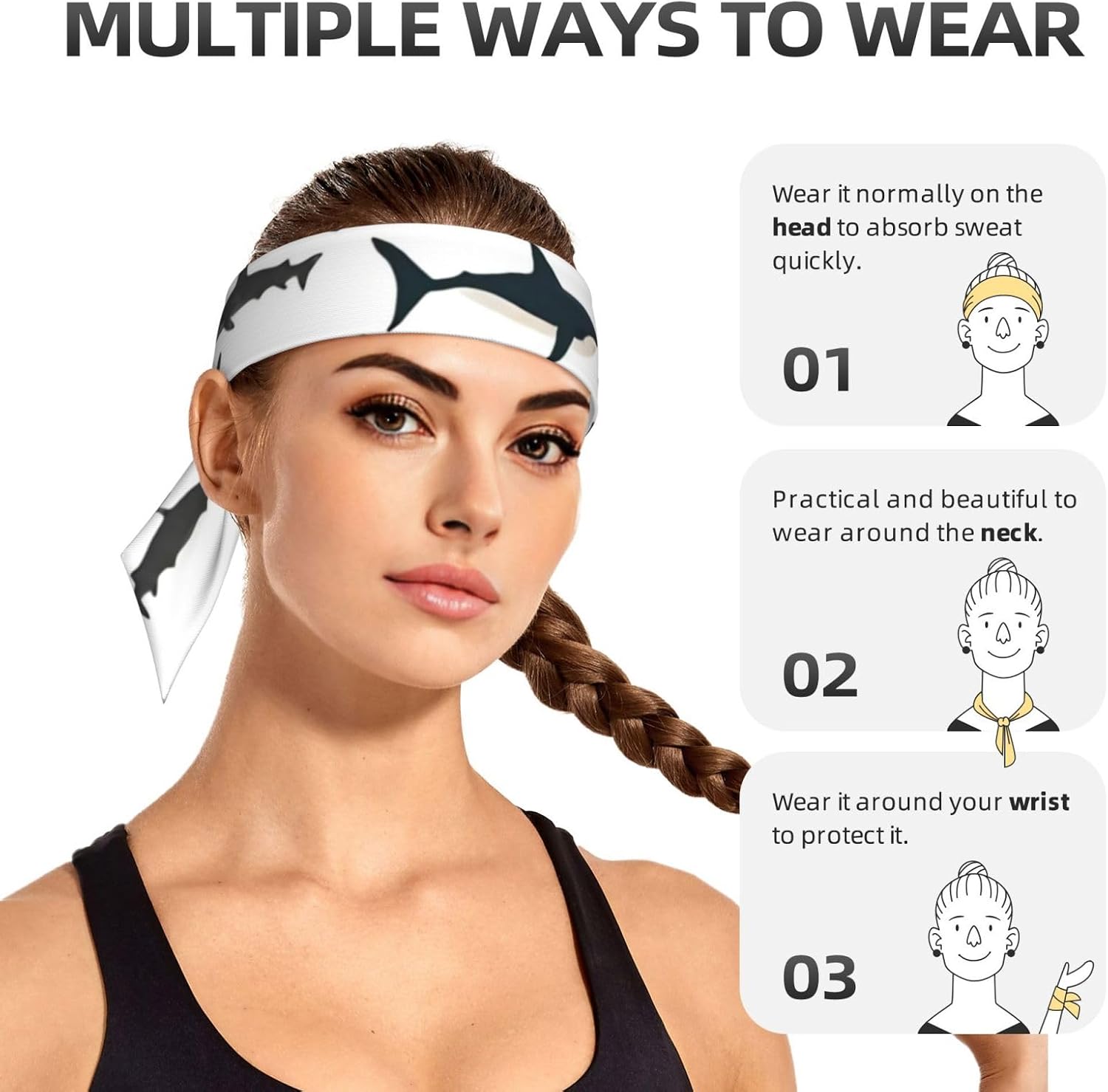 Sports Head Tie Golf GTI Plaid Tie Sweatband Headband Men Women Elastic Bandana Adjustable Non-Slip Moisture Wicking for Running Football Yoga Workout Athletic Hair Ninja Head Band image 5