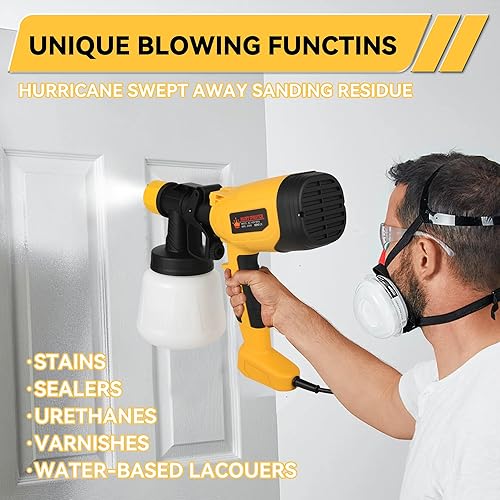 Miniatura 5 de Pistola pulverizadora de pintura eléctrica mejorada, pulverizador de pintura HVLP de alta potencia con 5 boquillas y 3 ajustes de pulverización,