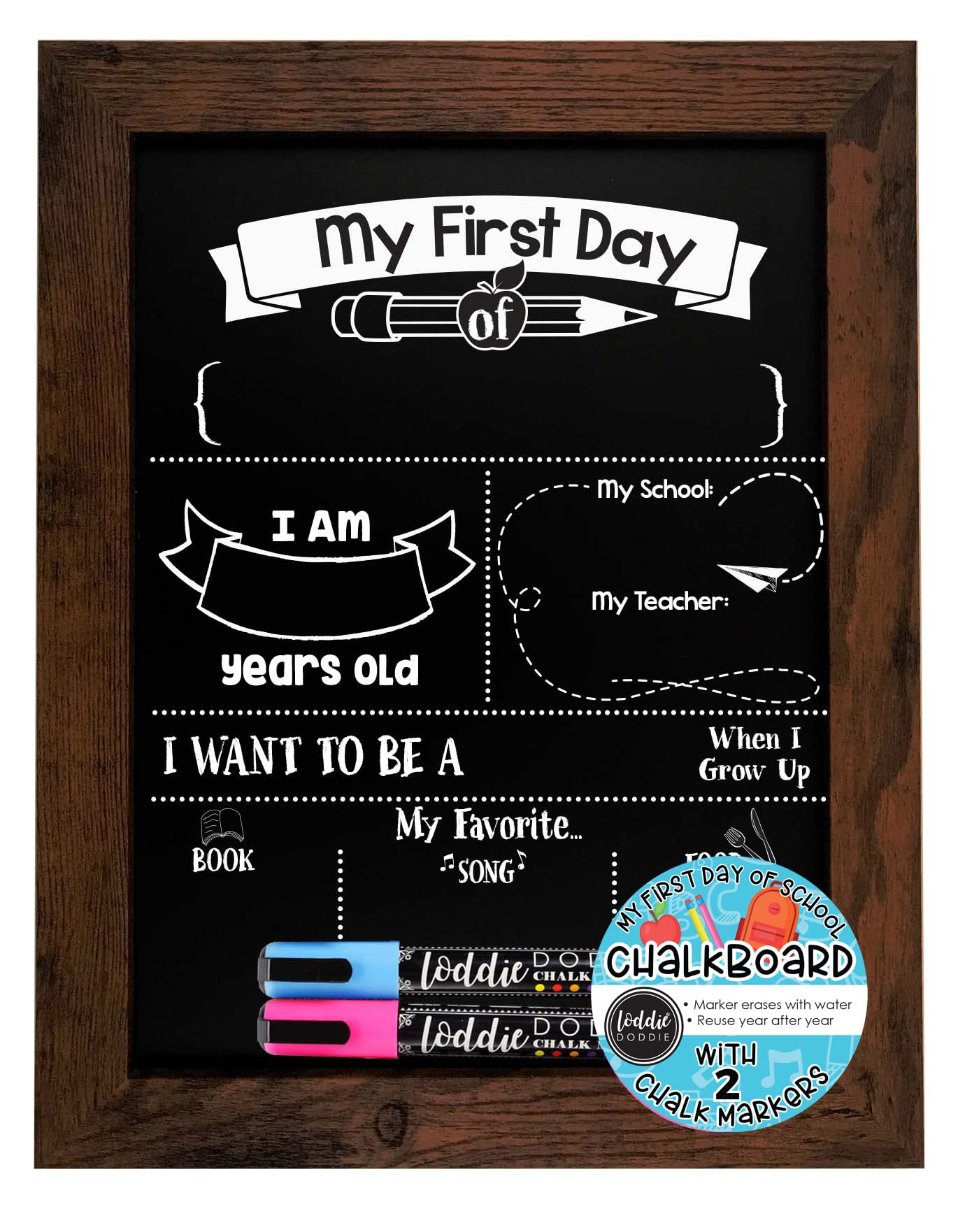 Personalized Wooden Engraved Dinosaur Themed First Day of School Sign