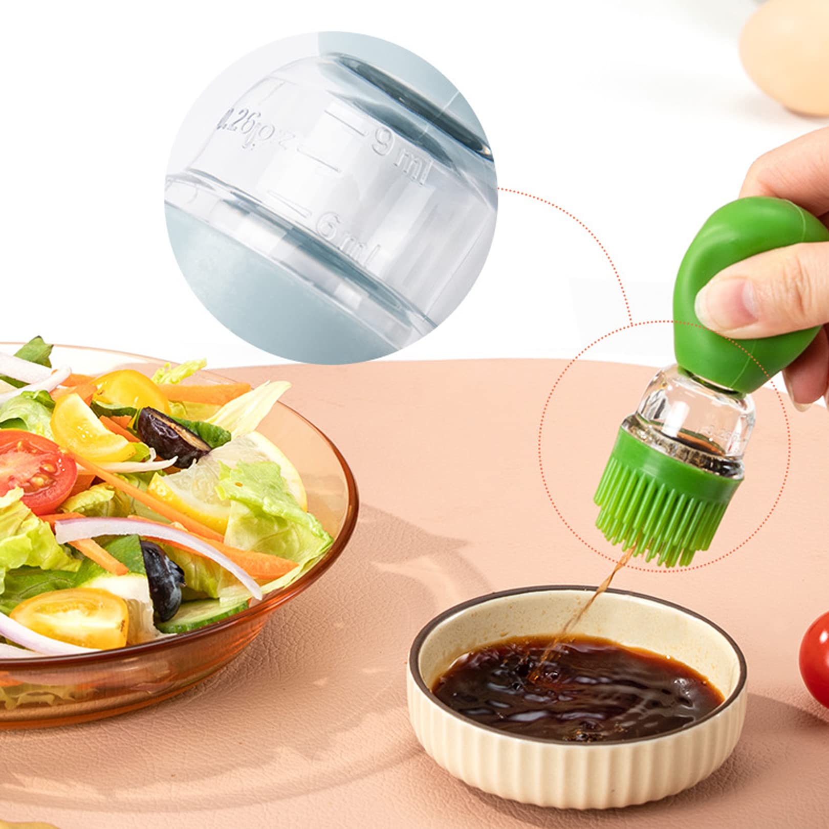 Chinese Home Gadgets, botella de aceite de vidrio con cepillo de silicona, botella dispensadora de aceite de oliva de vidrio de 7 onzas con cepillo de silicona 2 en 1 para cocina, cocinar, freír,