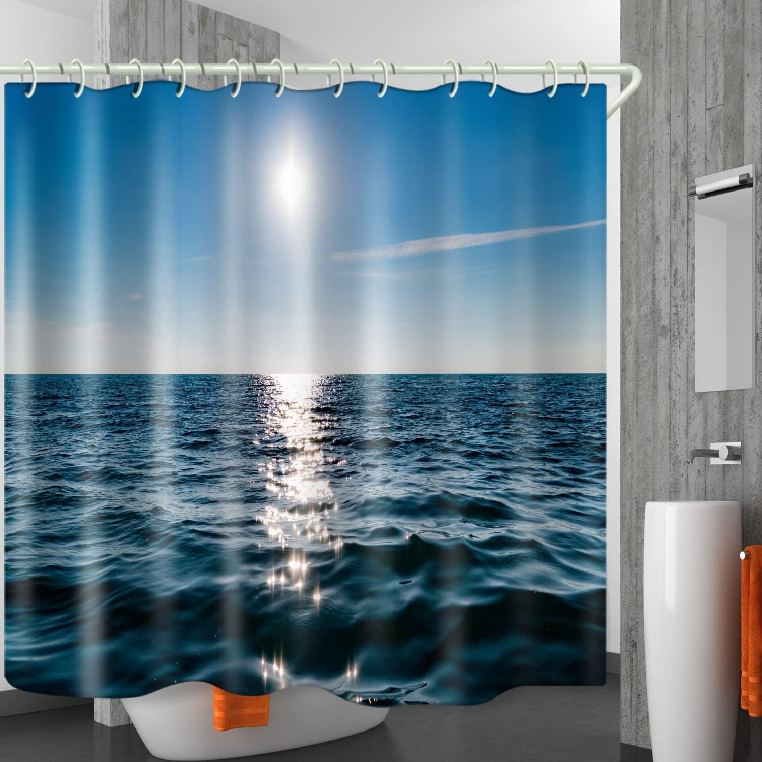 LYFANS Bathroom Features 3D Sunlit Sea Surface Shower Curtains, Luxurious Standard Waterproof Shower Curtain for The Bathtub,Washable Fabric Shower Curtains, 59x72 Inches.