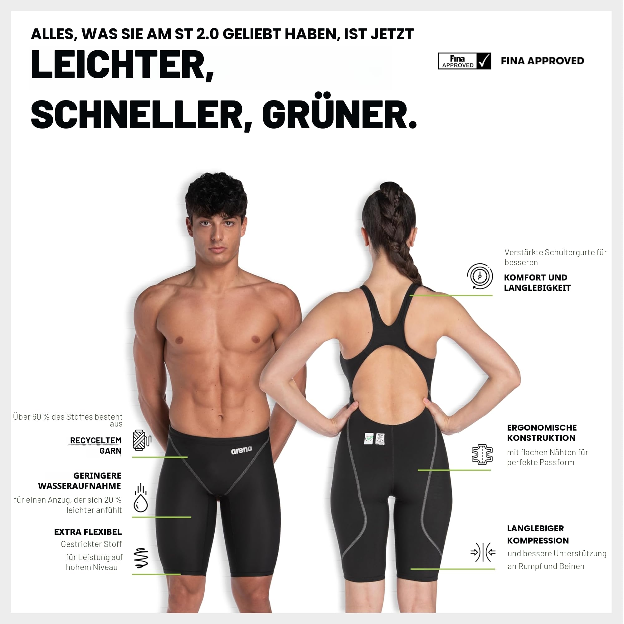 Arena Powerskin ST Next Einteiliger Badeanzug Damen FINA Wettkampfanzug Recyceltem Material Verstärkten Trägern