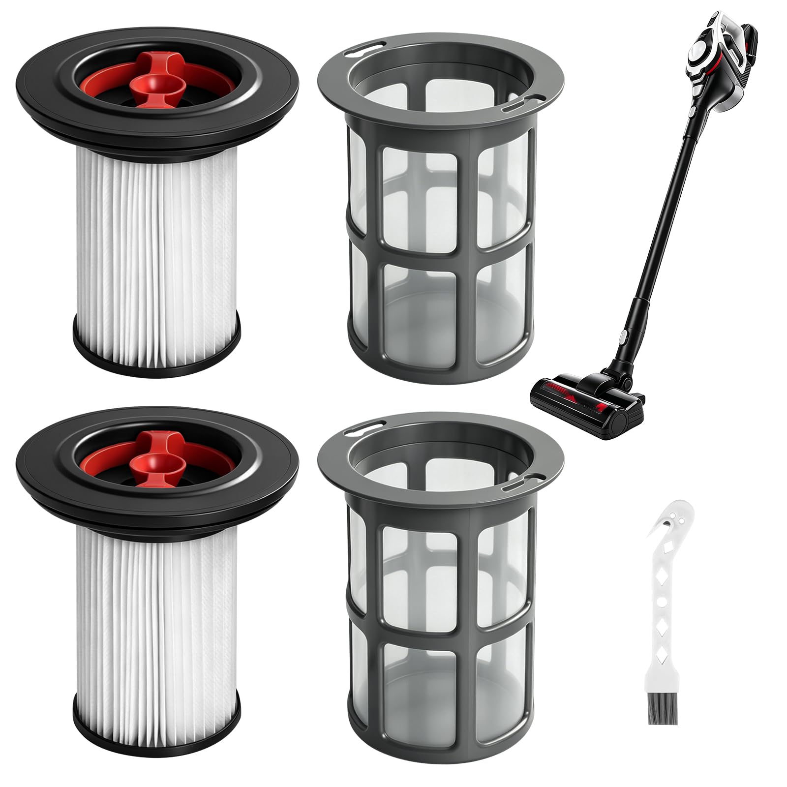 Zestaw 2 filtrów zamiennych do Bosch Unlimited Gen2 Series 8 – zawiera 2 x filtr HEPA, 2 x ochrona przed kłaczkami + szczotka do czyszczenia, kompatybilny z Bosch 12036642, 12023349