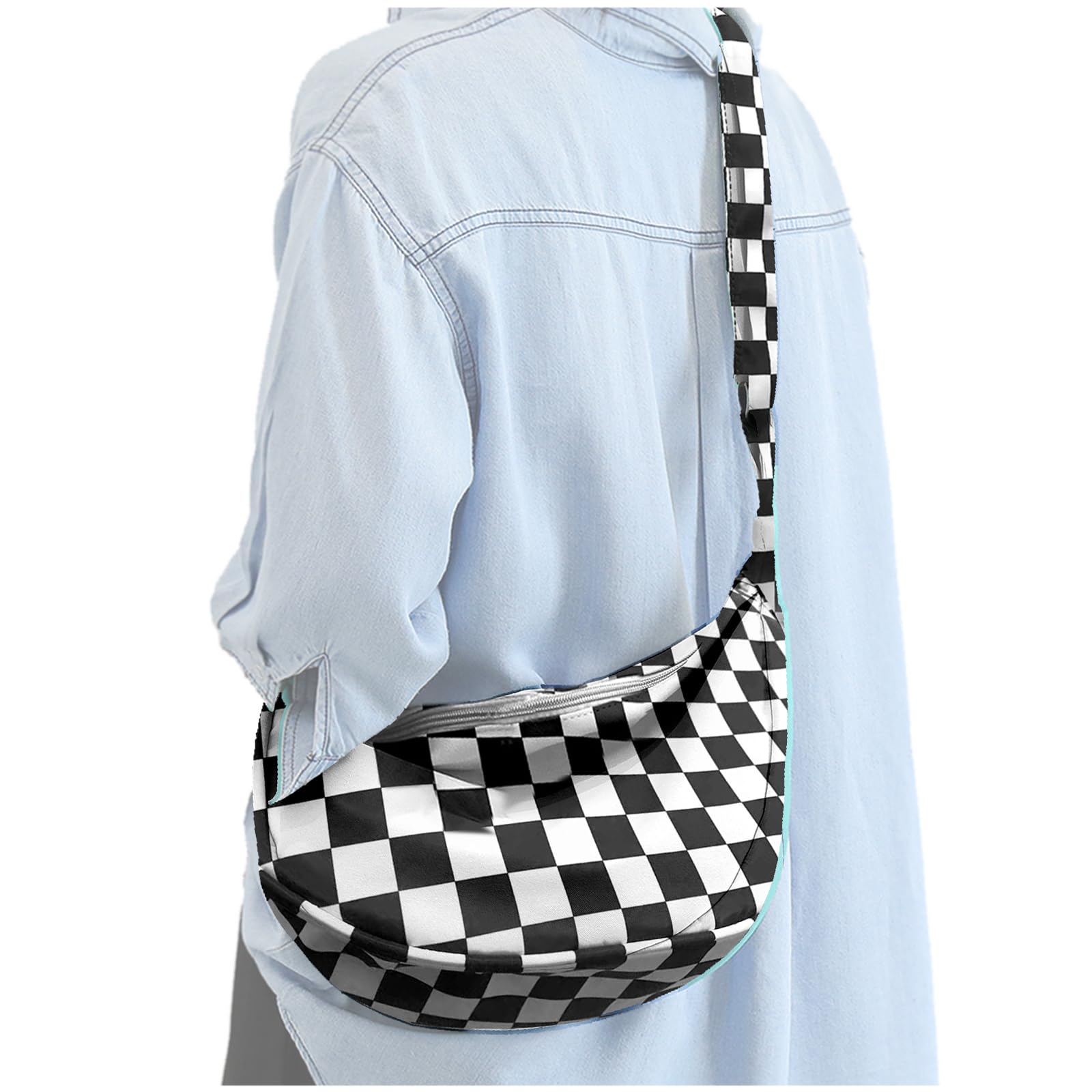 Medium Nylon Crossbody Crescent Bag for Women Men Fashionable Shoulder Bag with Adjustable Strap for Everyday Casual Travel