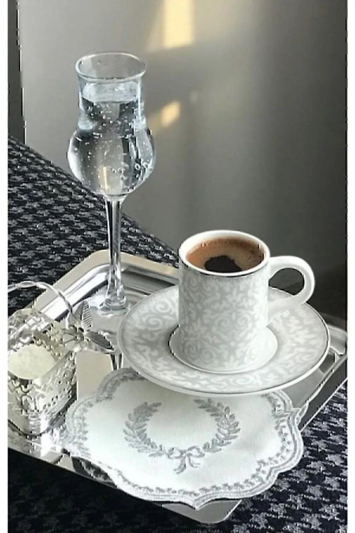 ARVALE 6 Adet Lüx Kare Paslanmaz Çelik Sunum Tepsini 21x21cm Kahve Servis Sunum Tepsisi & Tabağı (Gümüş)
