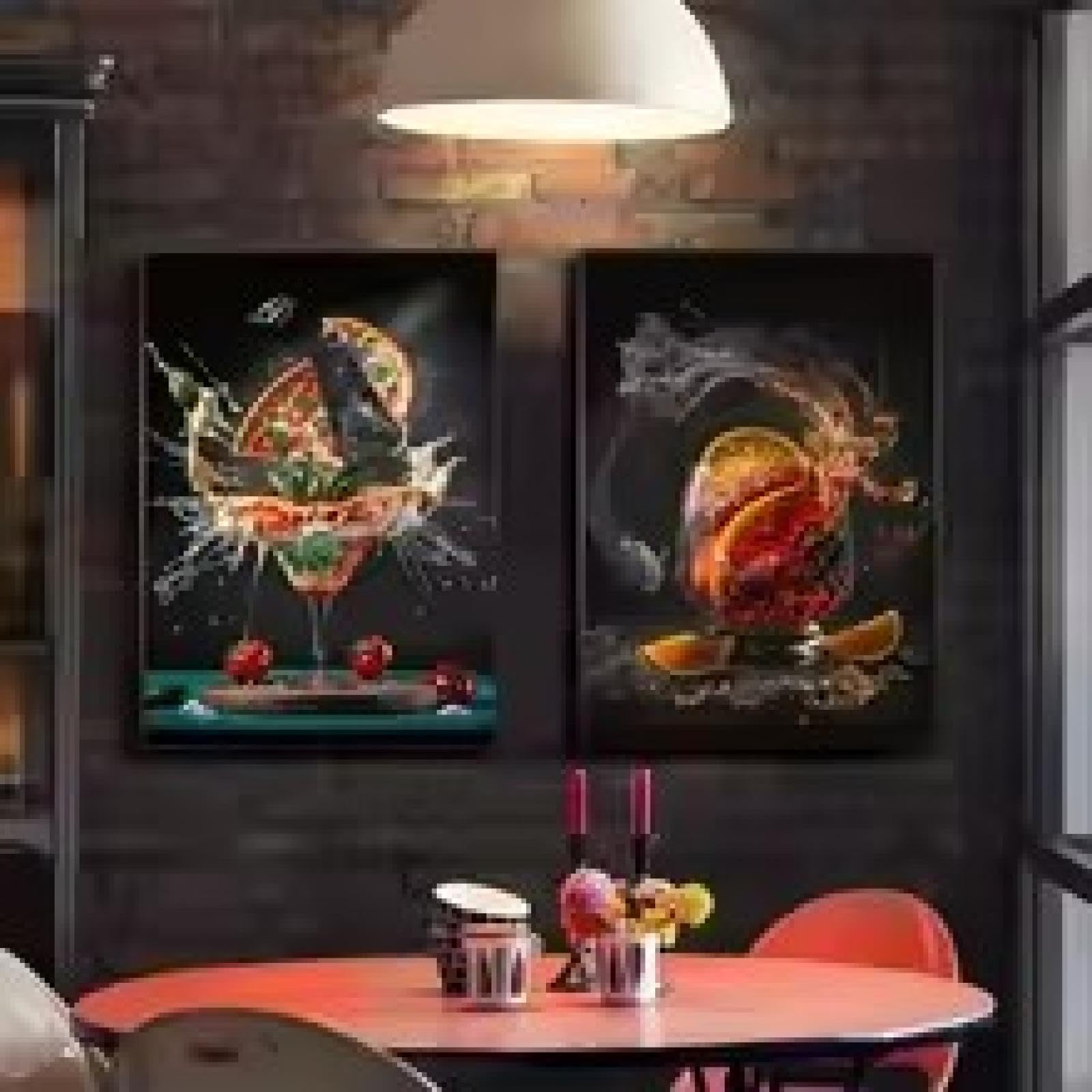 Peinture sur toile cocktail moderne affiche pizza café pour déco murale de cuisine - 8
