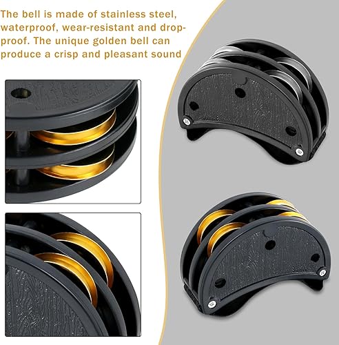 Miniatura 52 de EASTROCK Pandereta de percusión de pie, instrumento musical de percusión de pie con cascabeles de acero dorado para tocar guitarra de tambor, negro