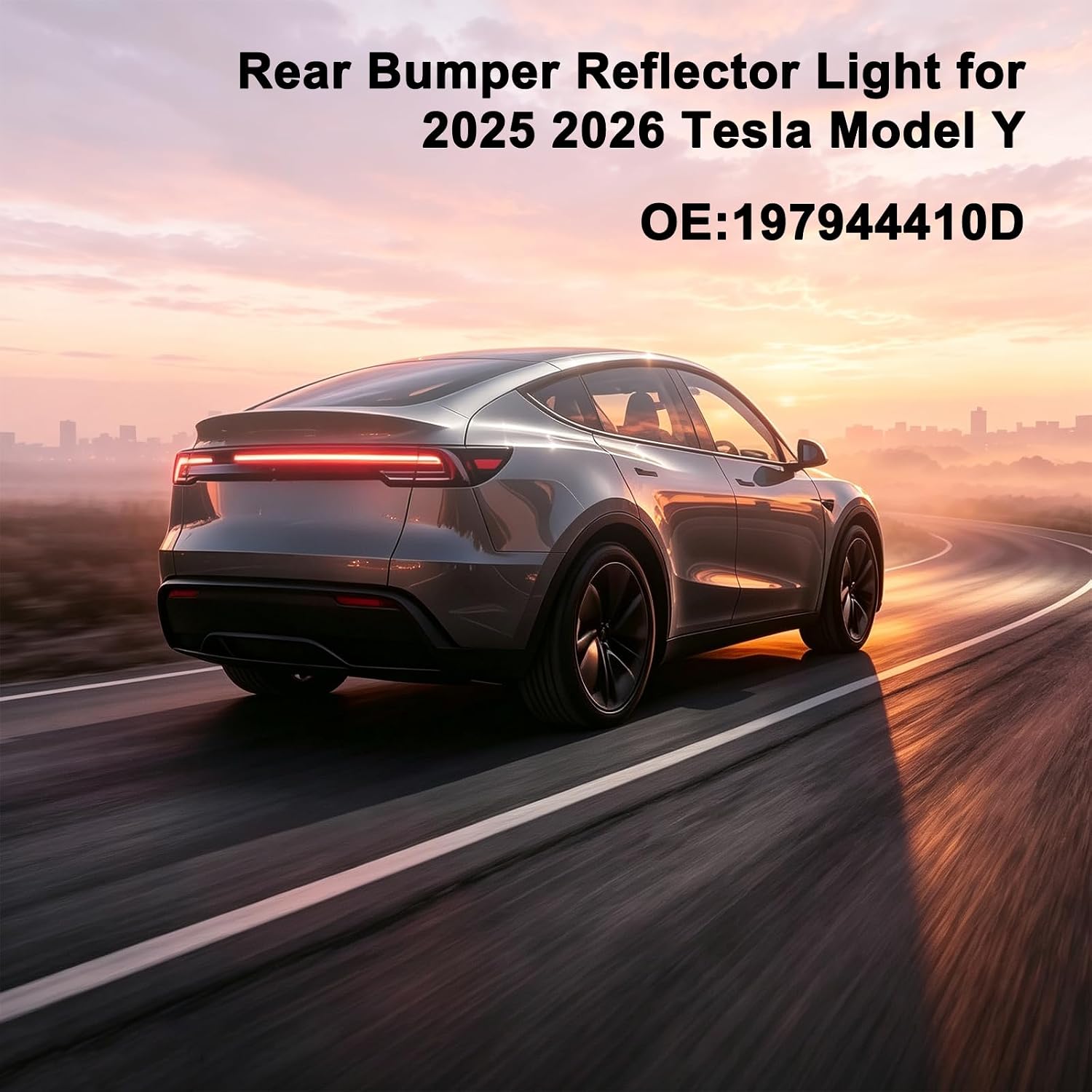 Reflector Light for 2025 2026 Tesla Model Y Rear Bumper Reflector with Stop Indicator & Bulbs Direct Replacement OEM# 197944410D (Left Driver Side)
