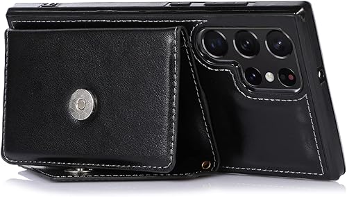 Miniatura 6 de Asuwish Compatible con Samsung Galaxy S22 Ultra 5G - Funda tipo cartera cruzada y protector de pantalla de vidrio templado, soporte para tarjeta de