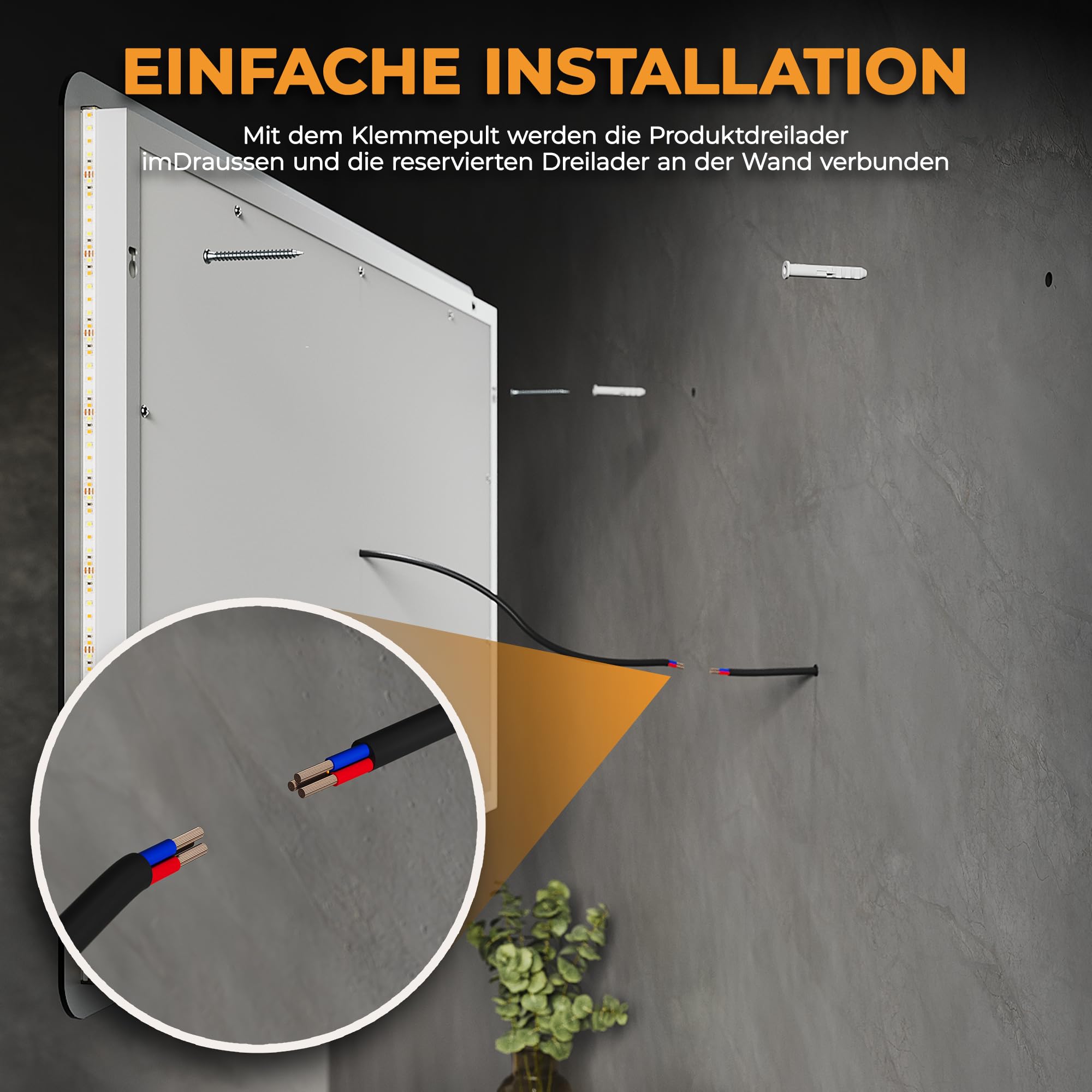 SVNR badezimmerspiegel mit beleuchtung - 100 x 60 cm spiegel mit beleuchtung, Wandmontierter Multifunktionaler Badezimmerspiegel, R10-Abgeschrägte Kante, Uhr, Antibeschlag, LED-Smart-Spiegel
