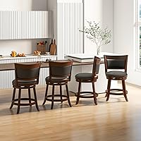 Vista 8 de Giantex Juego de 2 taburetes de bar de 25 pulgadas, taburetes giratorios de altura de mostrador con respaldo, asiento acolchado de 20 pulgadas