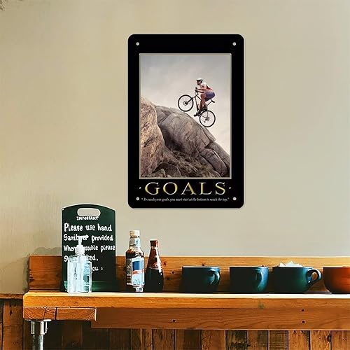 Miniatura 6 de Letrero de metal motivacional de metas  Arte de pared de bicicleta de montaña y carretera, póster inspirador para decoración de oficina, hogar,