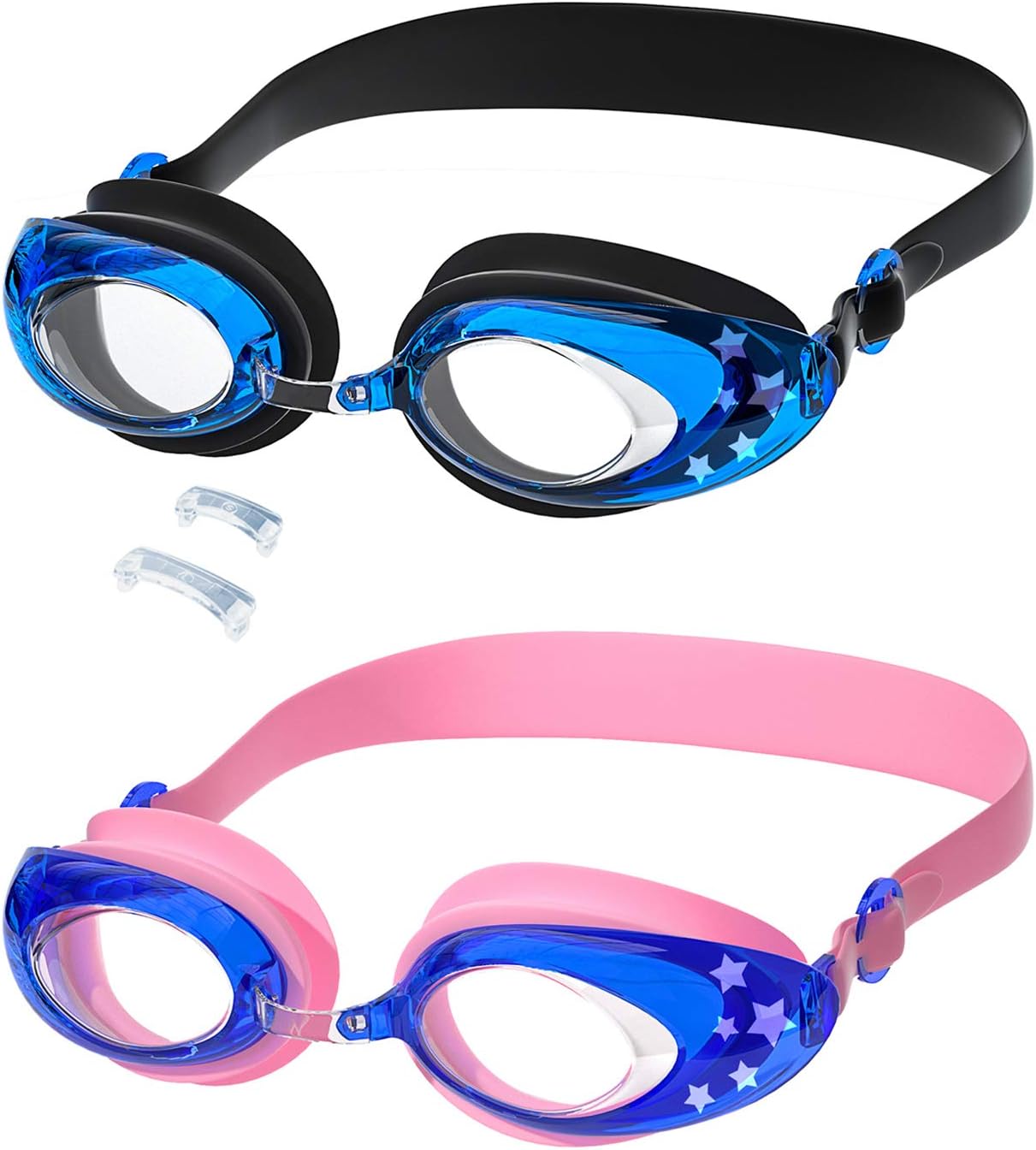 Aegend 2 Pack Kids Swim Goggles for Age 4-16, Clear Vision Swimming Goggles, 6 Colors