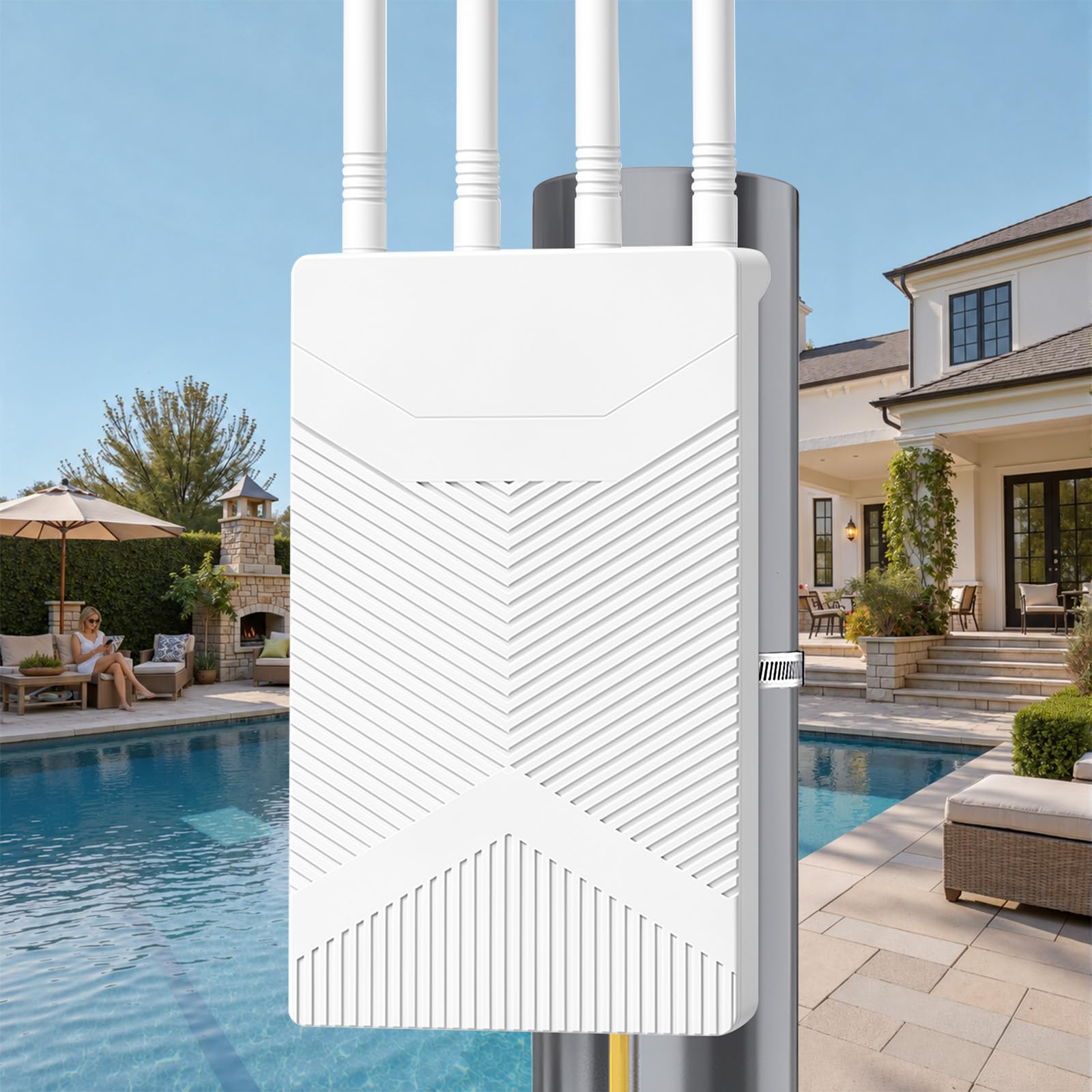 Ripetitore WiFi Esterno, 1800Mbps WiFi 6 Range Extender Outdoor con Antenne WiFi ad Alto Guadagno, Poe, IP65 Waterproof Copertura WiFi Lunga Distanza per Giardino Camper Garage
