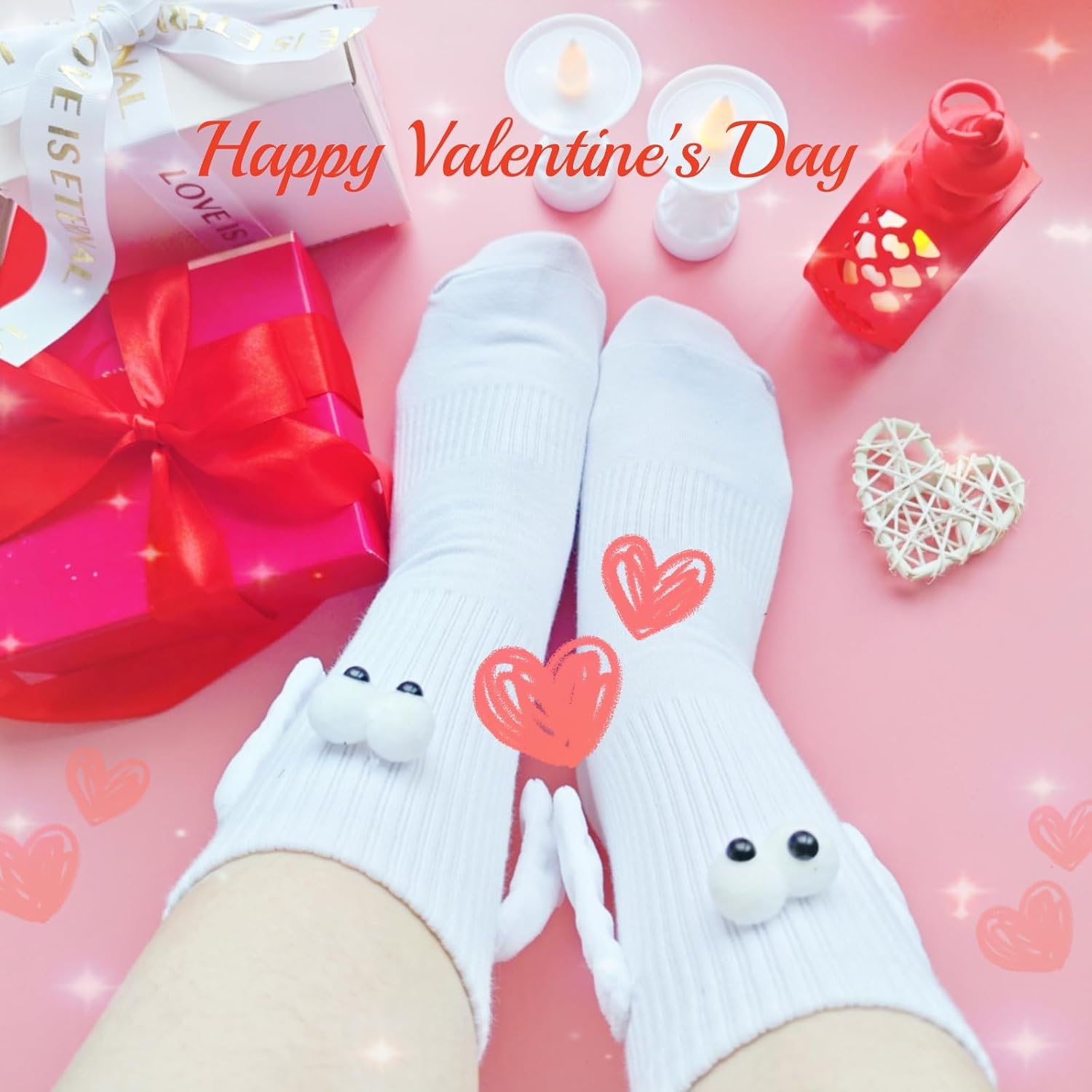 Magnetic Hand Holding Socks - Funny & Crazy Silly Socks for Kids & Adults - White Elephant Novelty Gifts