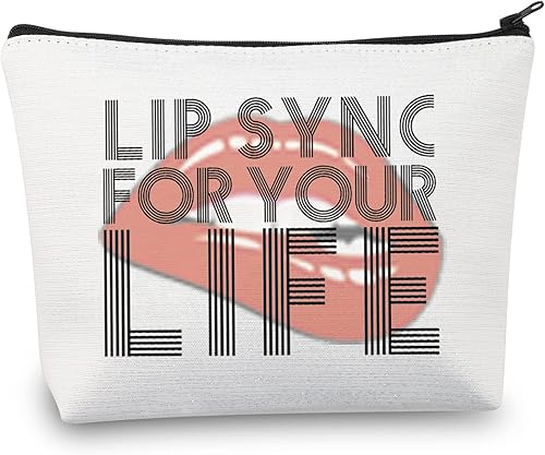 BDPWSS Drag Queen Gift Lip Sync For Your Life Bolsa de maquillaje inspirada en Drag Race Bolsa de cosméticos, Vida de sincronización de labios,
