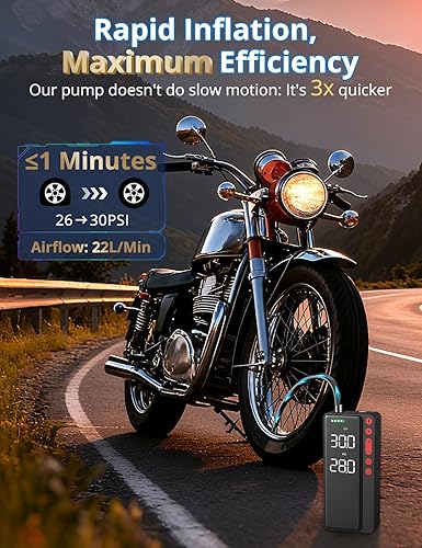 Miniatura 5 de Inflador de neumáticos, compresor de aire portátil, bomba de aire inalámbrica con aplicación inteligente de 10000 mAh y 150 PSI para neumáticos de