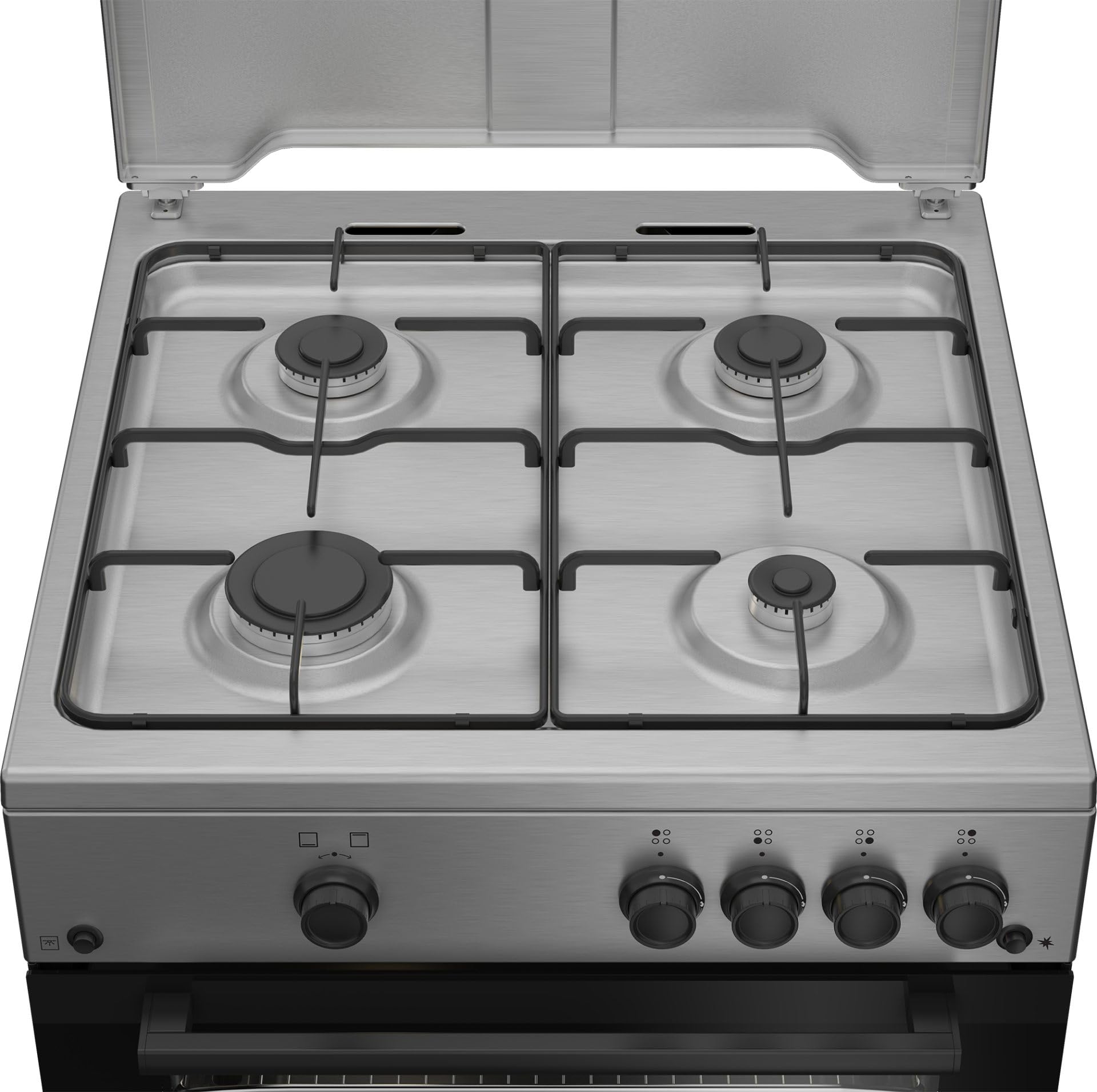 FBG62010DX - Cucina a gas con forno a gas, n° fuochi, 60x60 cm, colore inox/nero