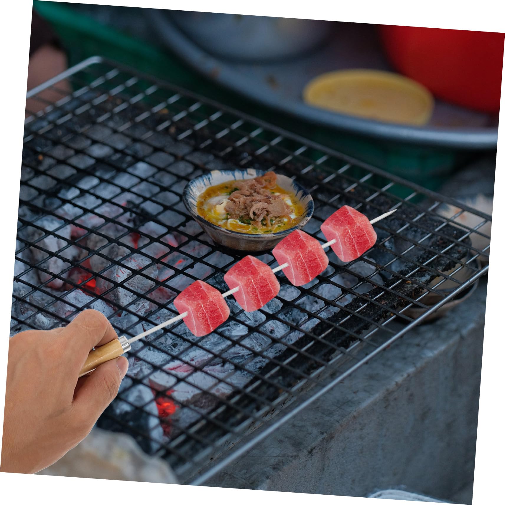 50pezzi Spiedini in Acciaio Inox per Grigliate Lunghi Manico in Legno per Barbecue all Aperto e Cottura Sul Fuoco da Campo da Rotondi e Piatti per Carne e Verdure