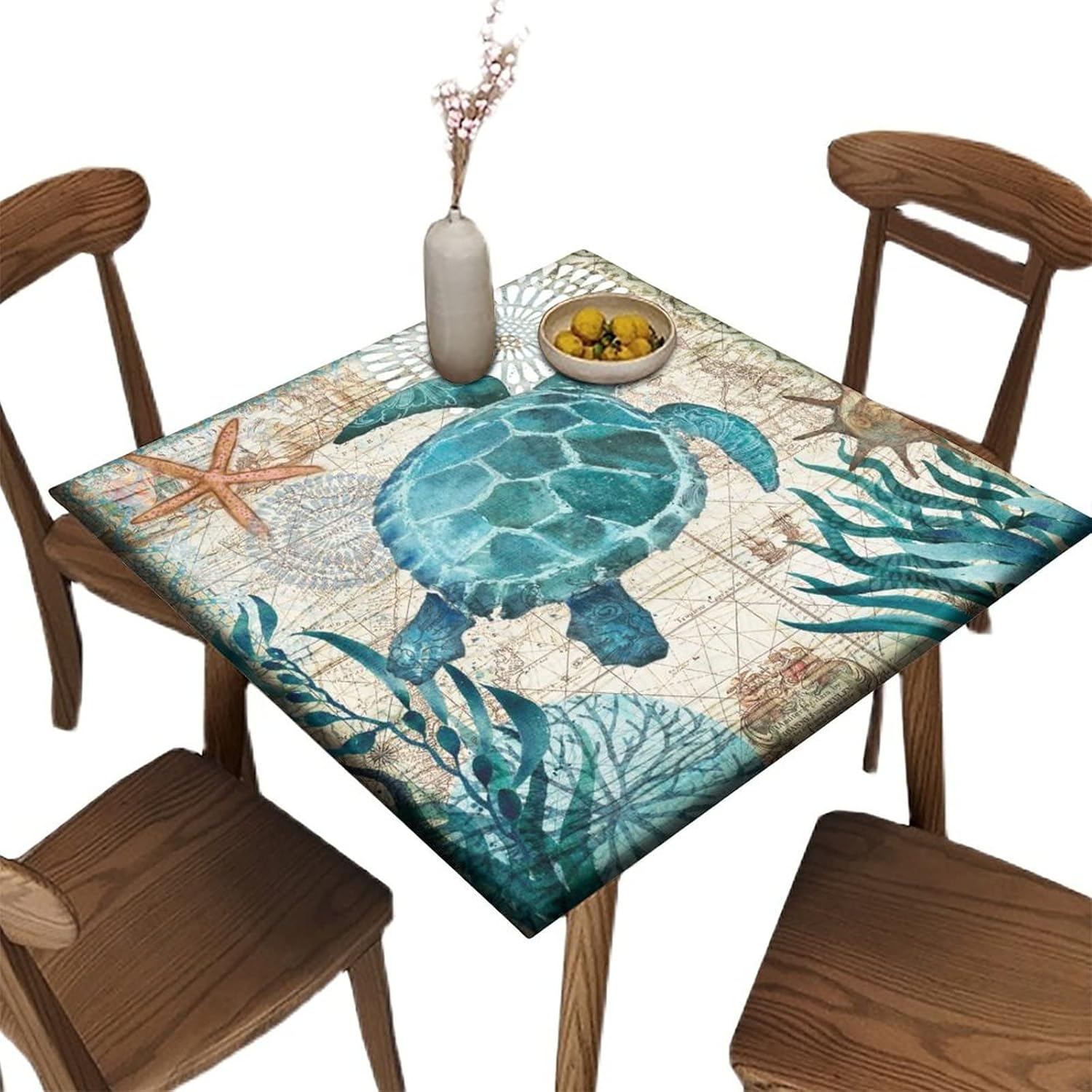 Fitted Tablecloth Square-Turtle-Elastic Edge Table Covers, for Kitchen Dining Picnic Party 42x42 in