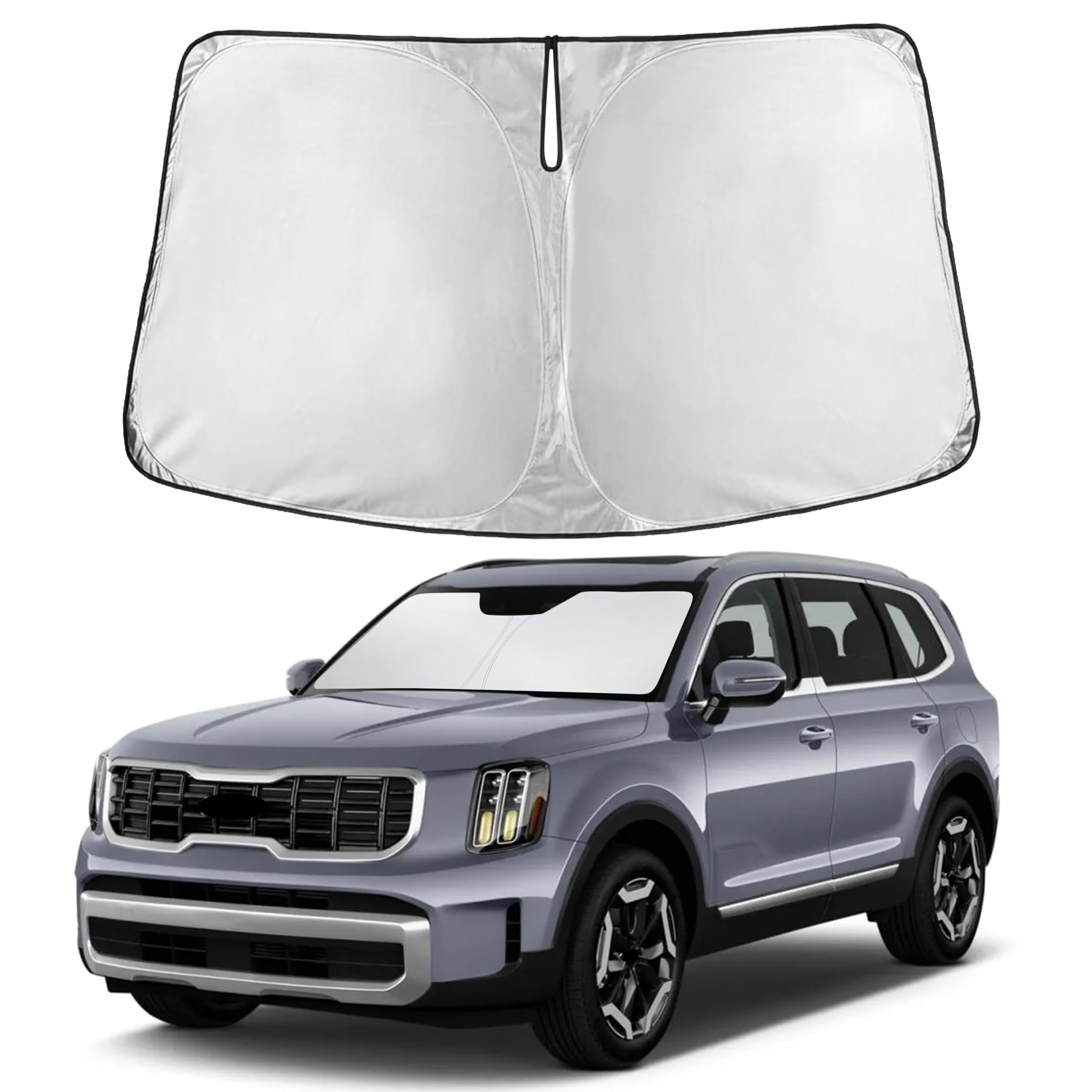 Autovir Windshield Sun Shade Fit for 2020-2023 2024 2025 Kia Telluride Sunshade, Front Car Window Shades Sun Visor, Blocks UV Rays & Heat, Car Accessories Fit for Kia Telluride 2020-2025