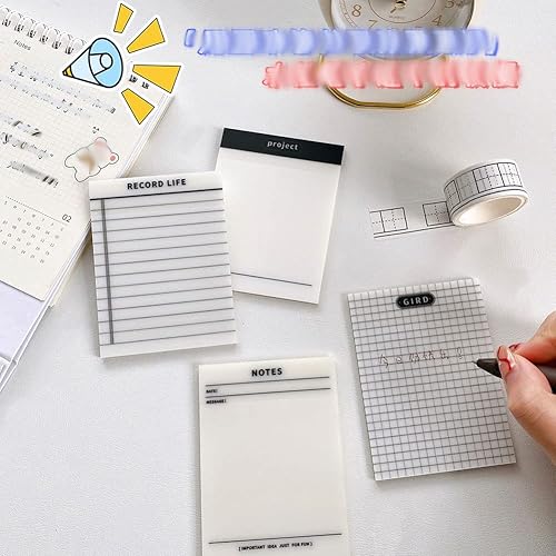 Miniatura 6 de Cuaderno de notas adhesivas transparente, 50 hojas de notas adhesivas transparentes de 4 x 3 pulgadas, impermeable, autoadhesivas, libro de