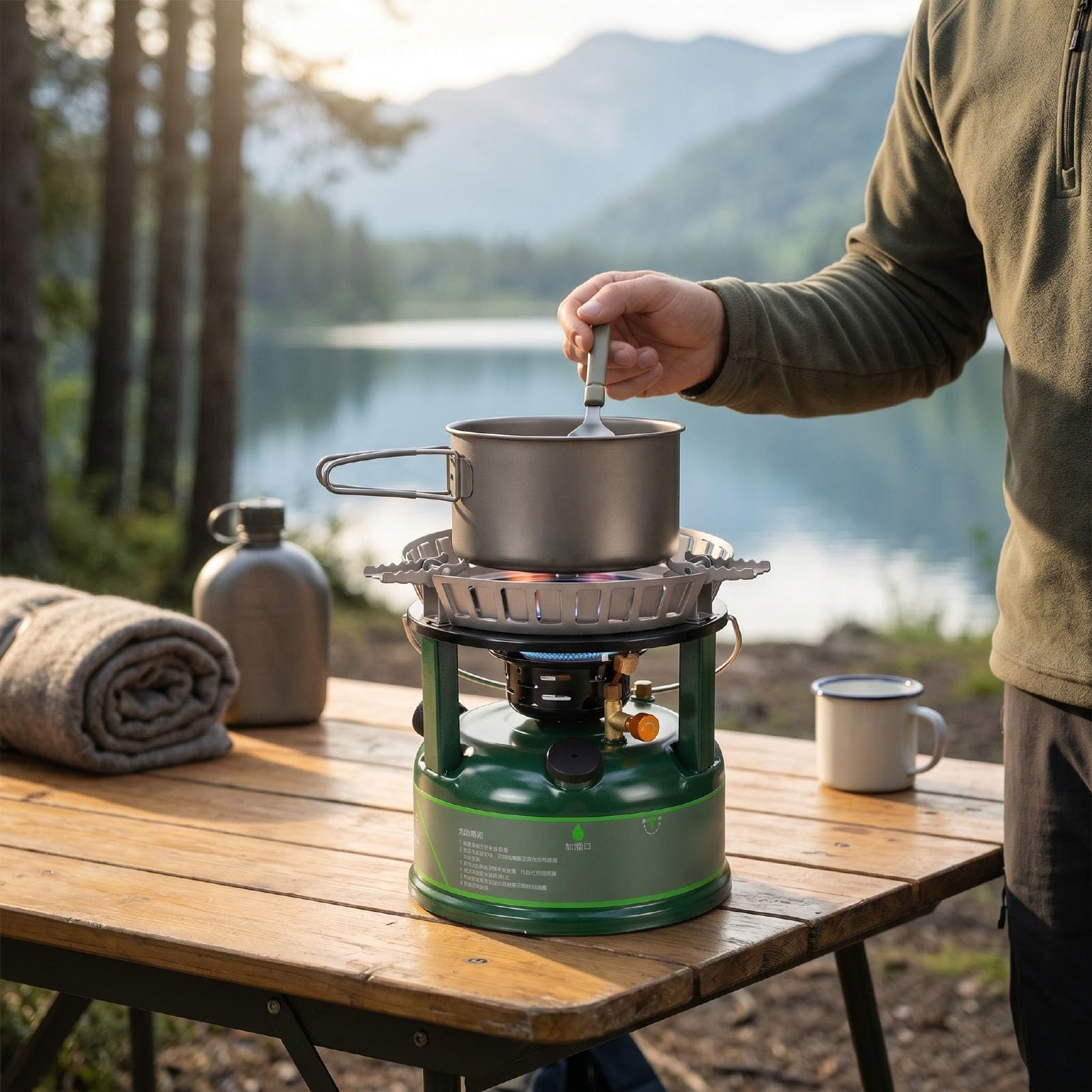 Annadue Réchaud de Camping Portable à Vent, Brûleur de Cuisson 9.8kW, for