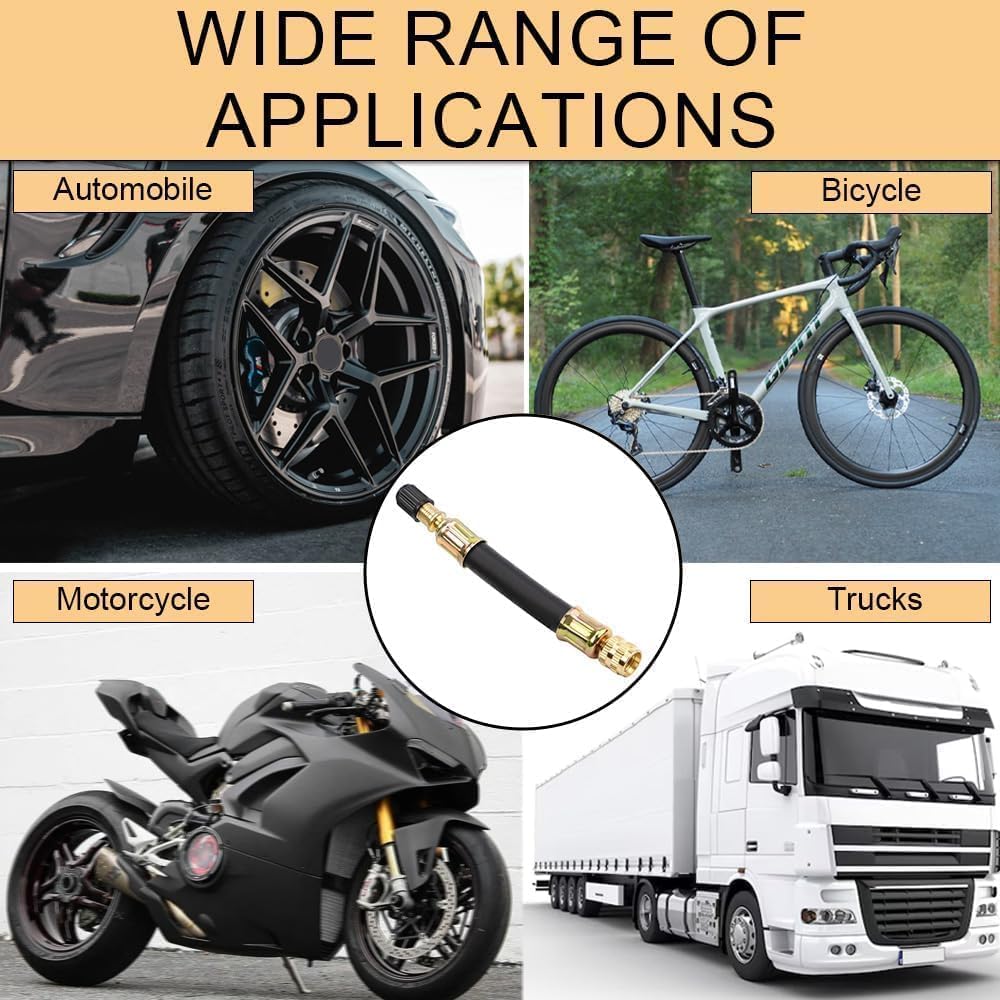Estensore per valvola Pneumatico Universale Flessibile, Estensione della valvola del Pneumatico da 100 mm con Tappo di Tenuta, Adattatore per valvola Auto, Moto, Bicicletta, Camion, Camper