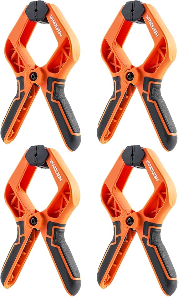 VANQUISH 4.5 inch Heavy Duty Spring Clamps, 4 Pack Large Nylon Spring Clips with 1.5 Inch Mouth Opening for Woodworking, Crafts, Backdrop Stand, Photography and Household Use, 3635