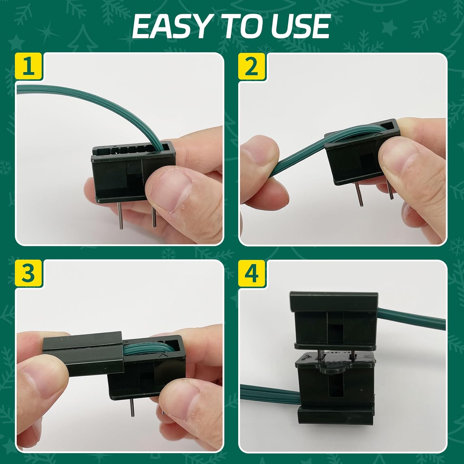 60FT SPT-2 Christmas Electrical Wire with 6pcs Vampire Plugs, 18/2 Gauge Low Voltage Extension Cord, 18 AWG 2-Conductor Flexible Wire for Outdoor Holiday Lights, Landscape Lighting